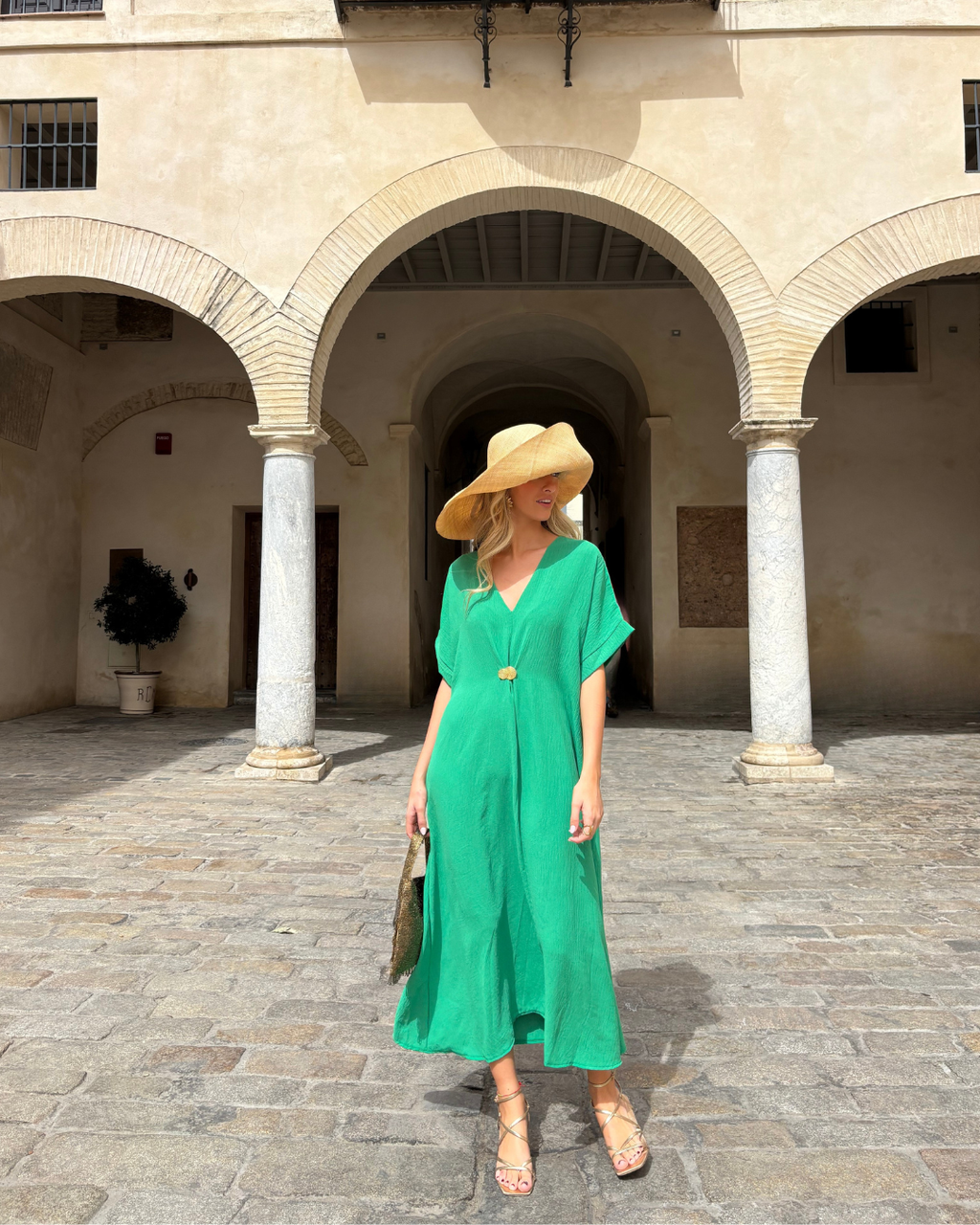 Telma™ - Vestido Midi Estilo Caftán Verde
