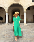 Telma™ - Vestido Midi Estilo Caftán Verde