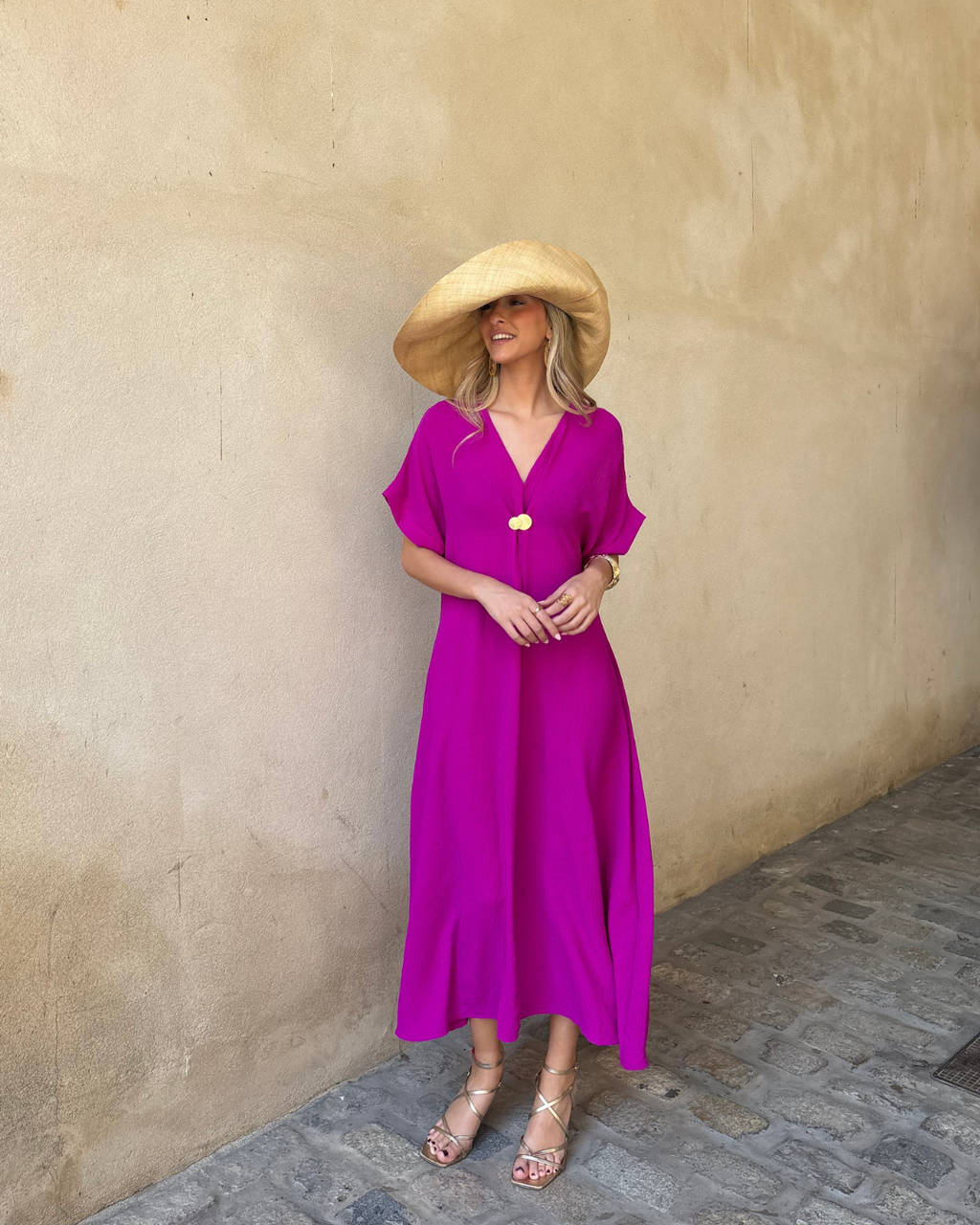 Telma™ - Vestido Midi Estilo Caftán Buganvilla