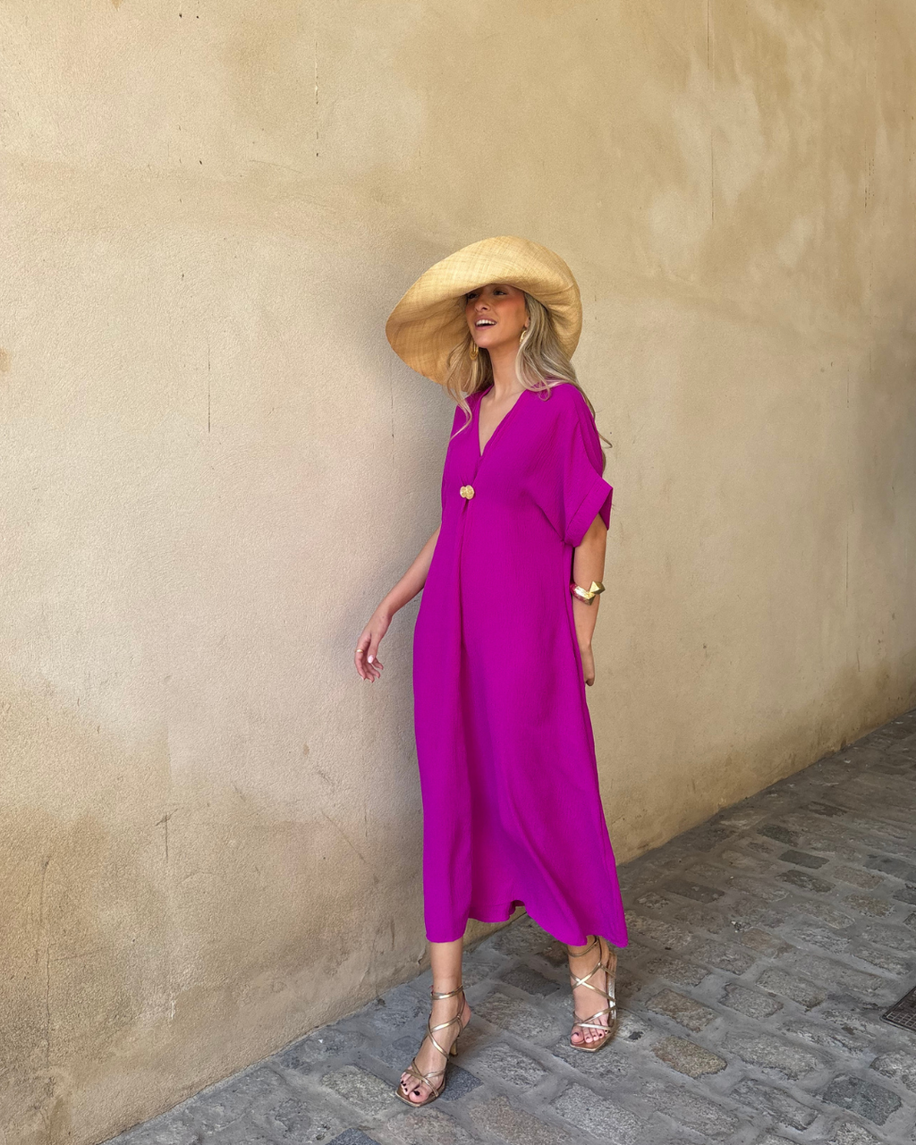 Telma™ - Vestido Midi Estilo Caftán Buganvilla