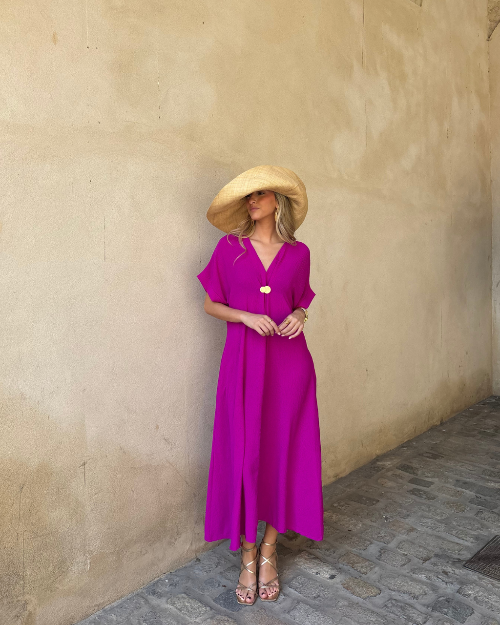 Telma™ - Vestido Midi Estilo Caftán Buganvilla