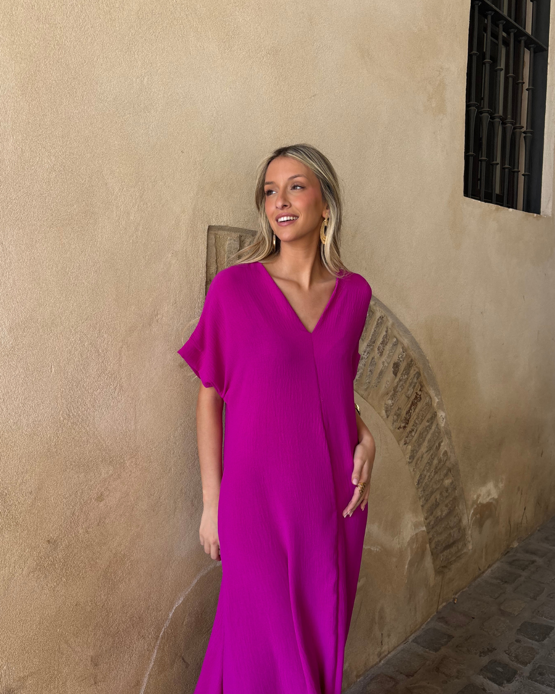 Telma™ - Vestido Midi Estilo Caftán Buganvilla