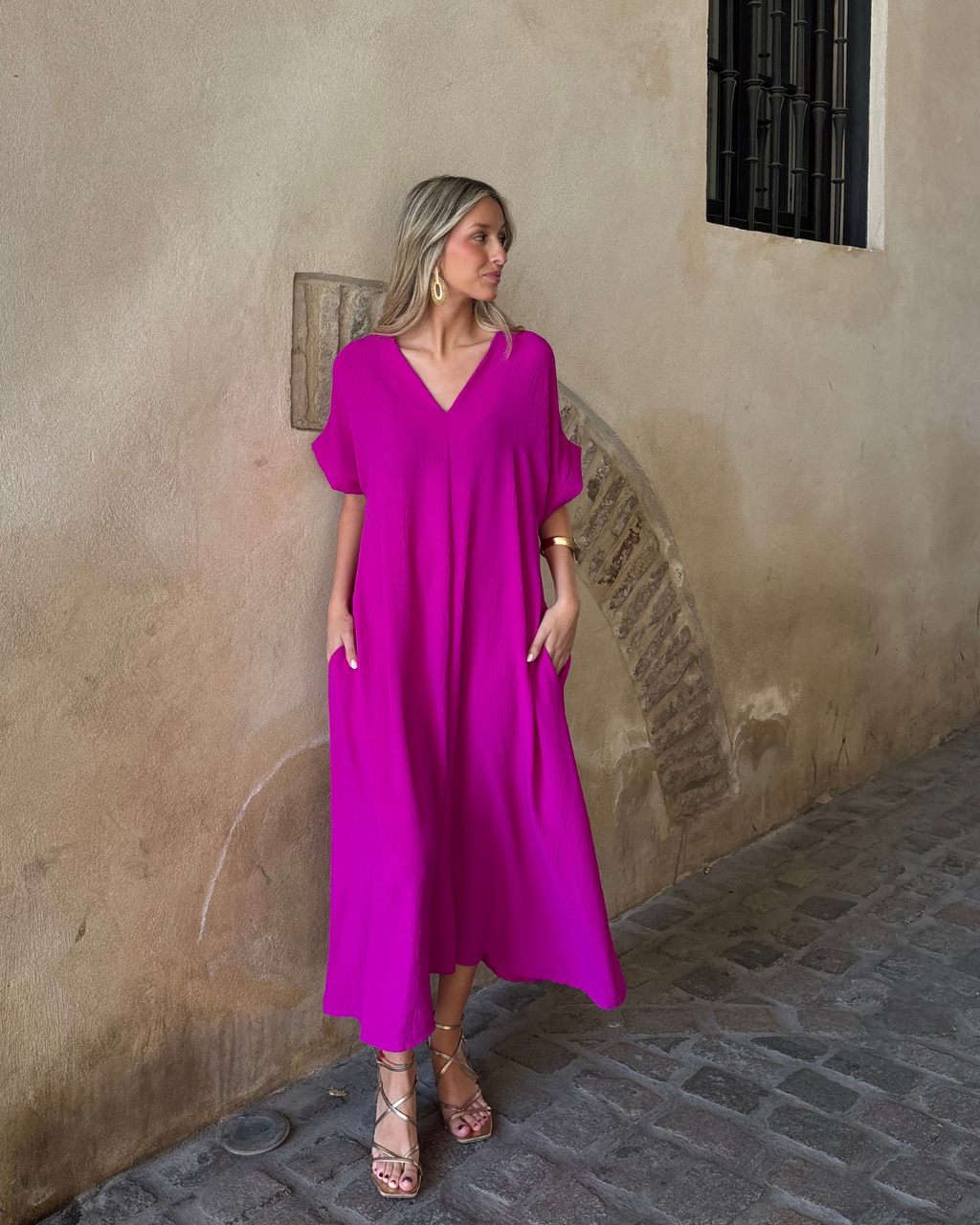 Telma™ - Vestido Midi Estilo Caftán Buganvilla