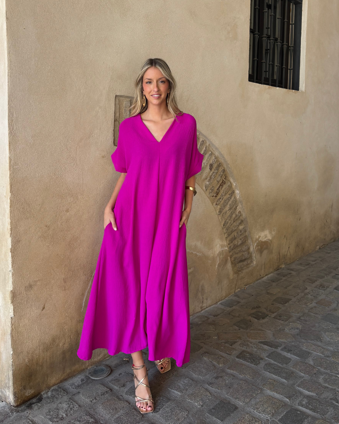Telma™ - Vestido Midi Estilo Caftán Buganvilla