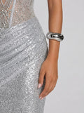 Julia™ - Brazalete Rígido Plateado