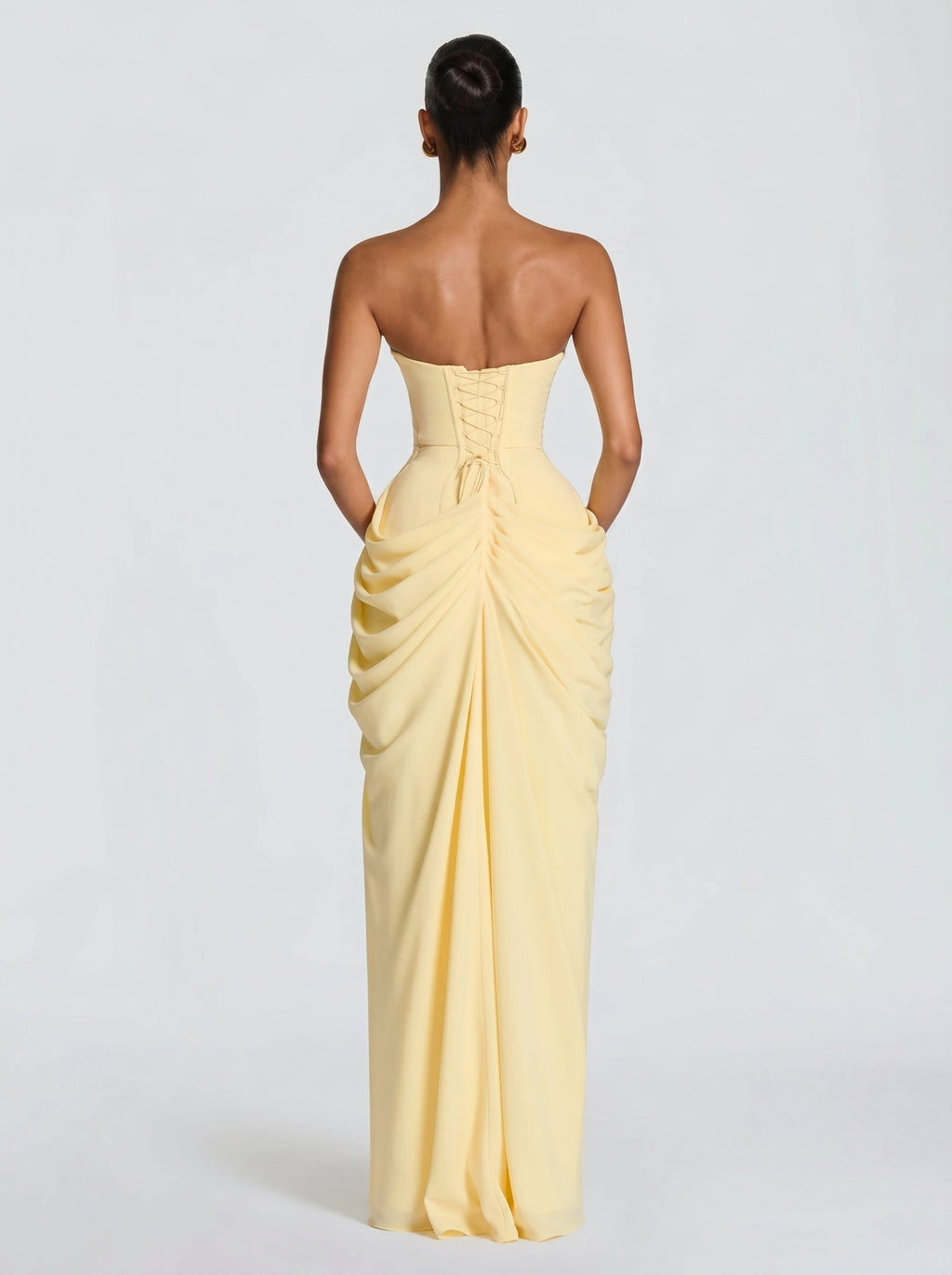 Cyra™ - Vestido Largo de Chifón Amarillo