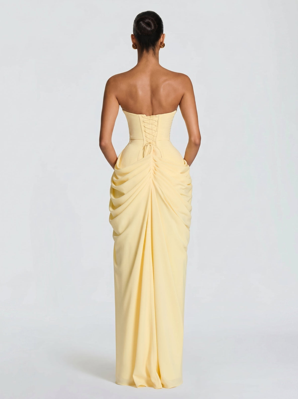 Cyra™ - Vestido Largo de Chifón Amarillo