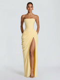 Cyra™ - Vestido Largo de Chifón Amarillo