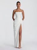 Cyra™ - Vestido Largo de Chifón Marfil