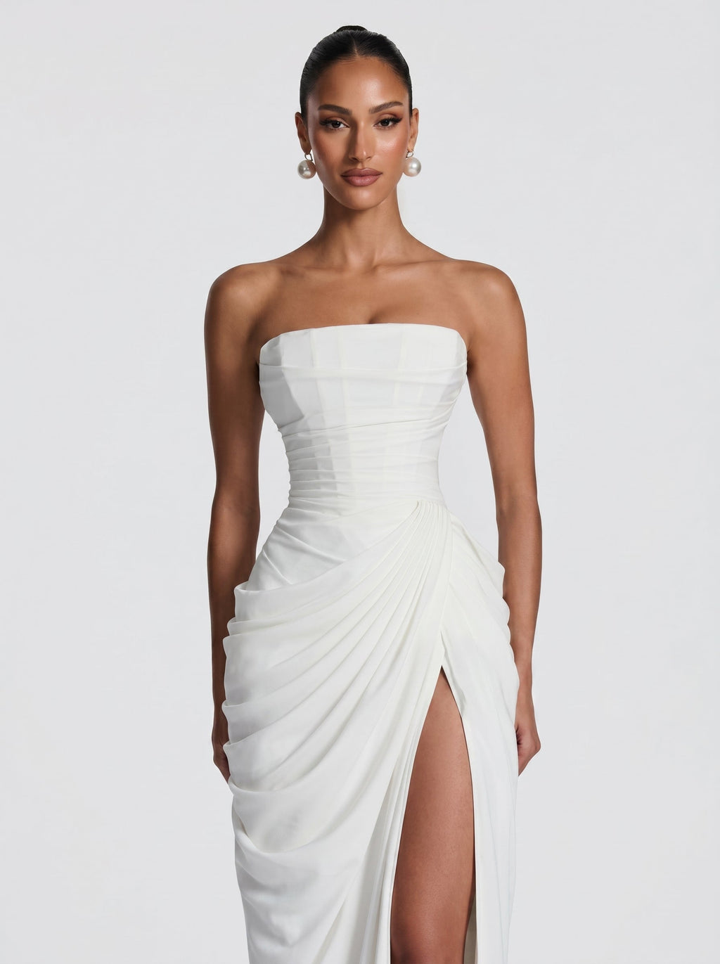 Cyra™ - Vestido Largo de Chifón Marfil