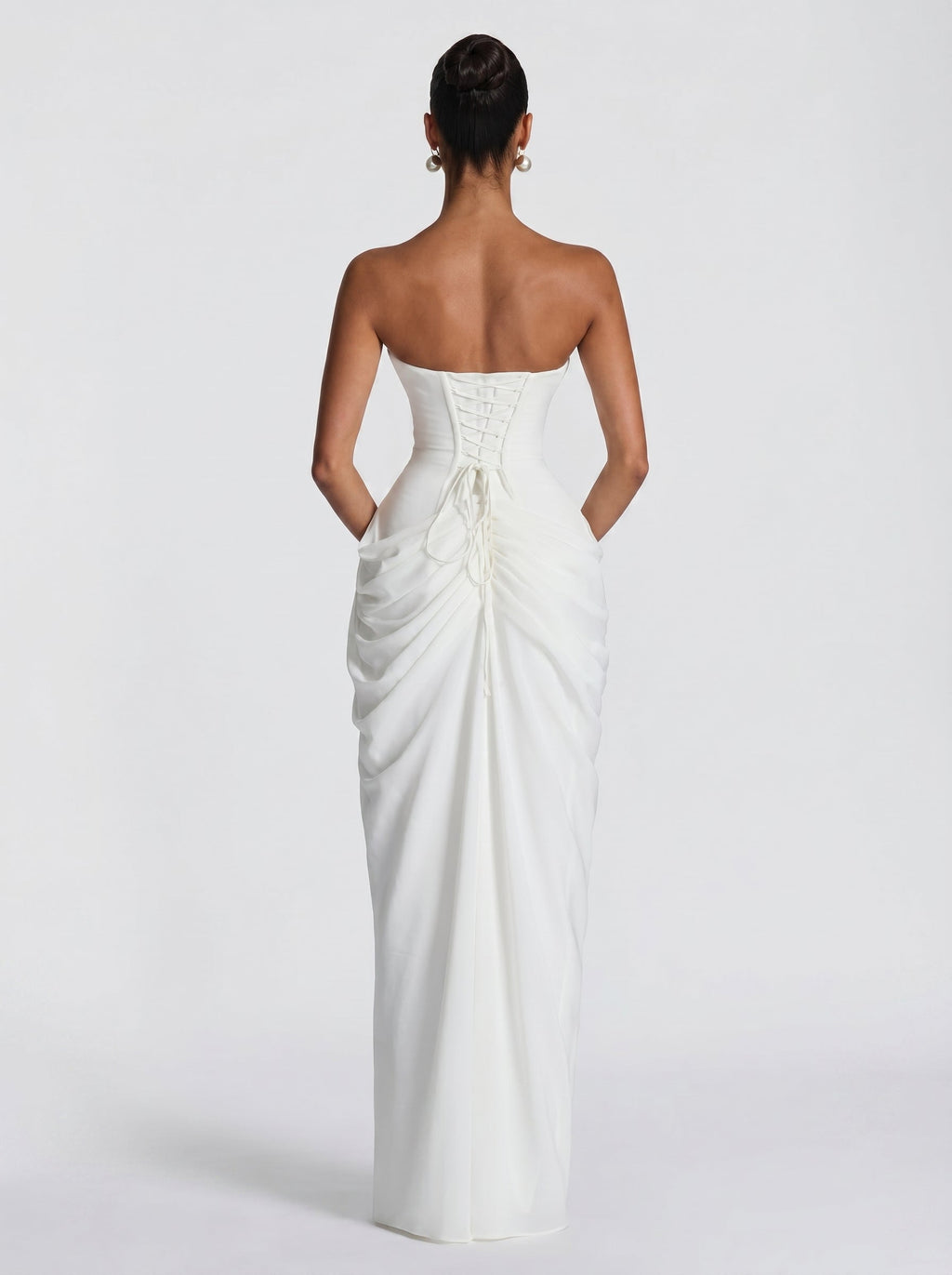 Cyra™ - Vestido Largo de Chifón Marfil