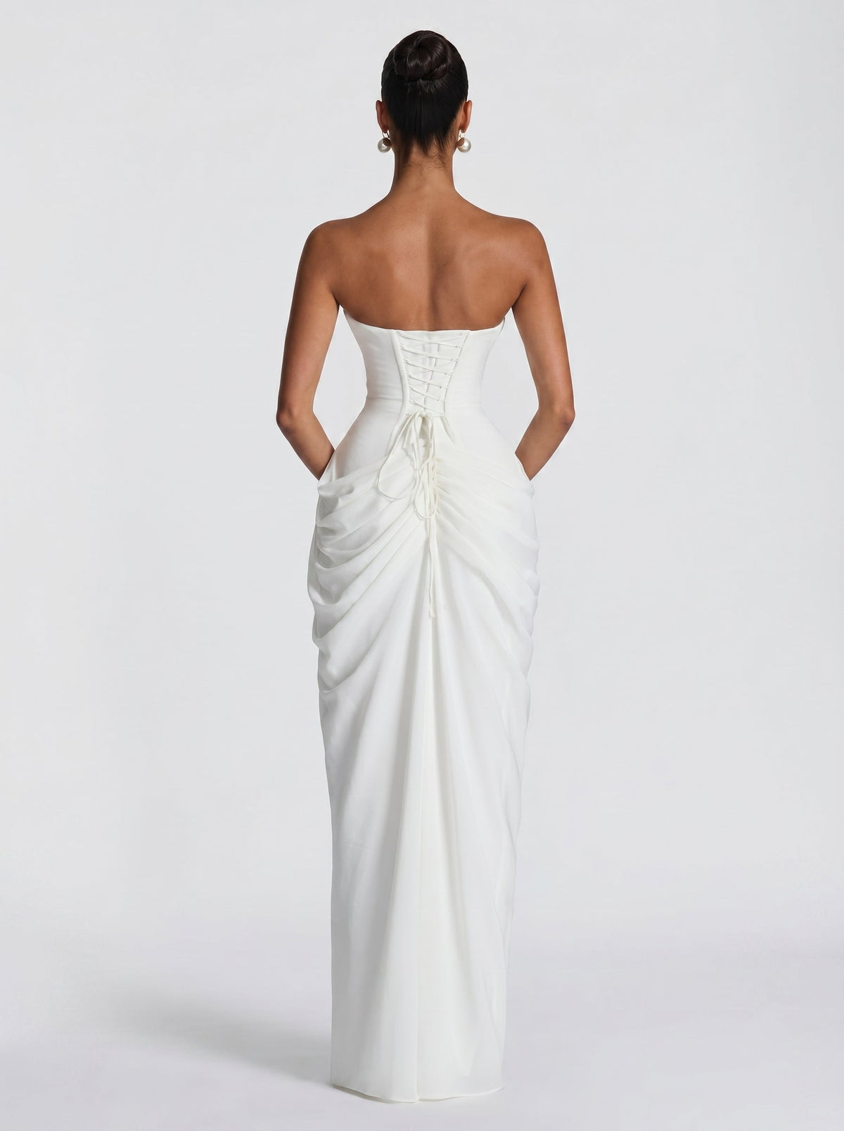 Cyra™ - Vestido Largo de Chifón Marfil