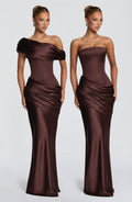 Lara™ - Vestido Largo Marrón Ciruela