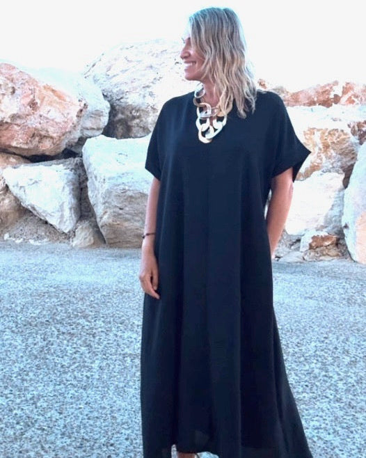Telma™ - Vestido Midi Estilo Caftán Negro