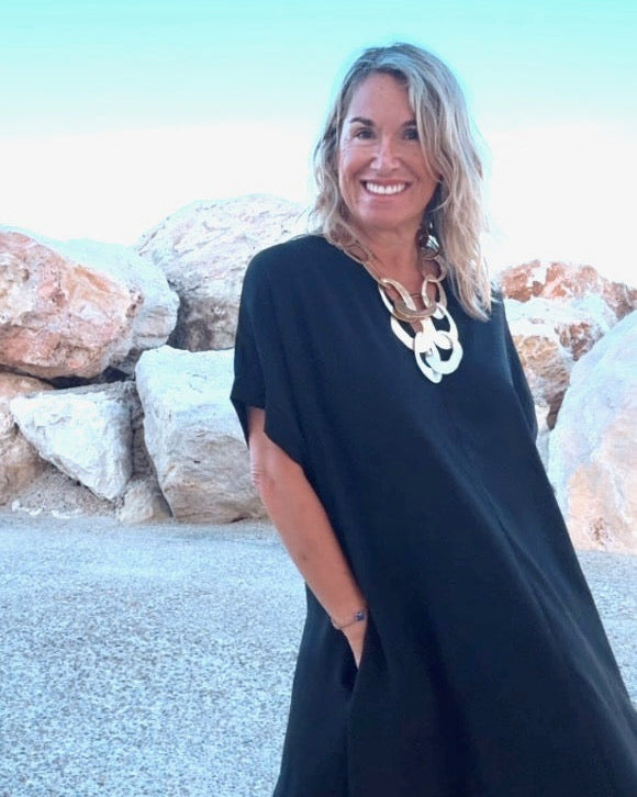 Telma™ - Vestido Midi Estilo Caftán Negro