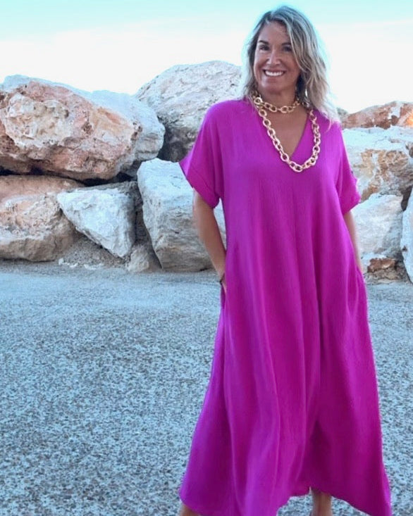 Telma™ - Vestido Midi Estilo Caftán Buganvilla