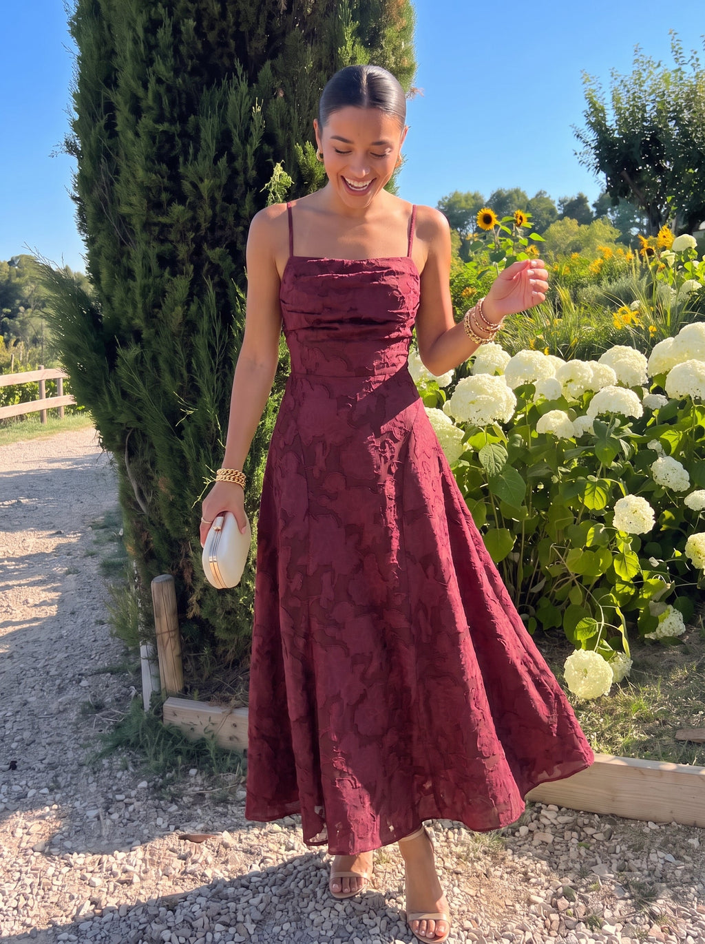 Leonor™ - Vestido Lencero Largo en Jacquard