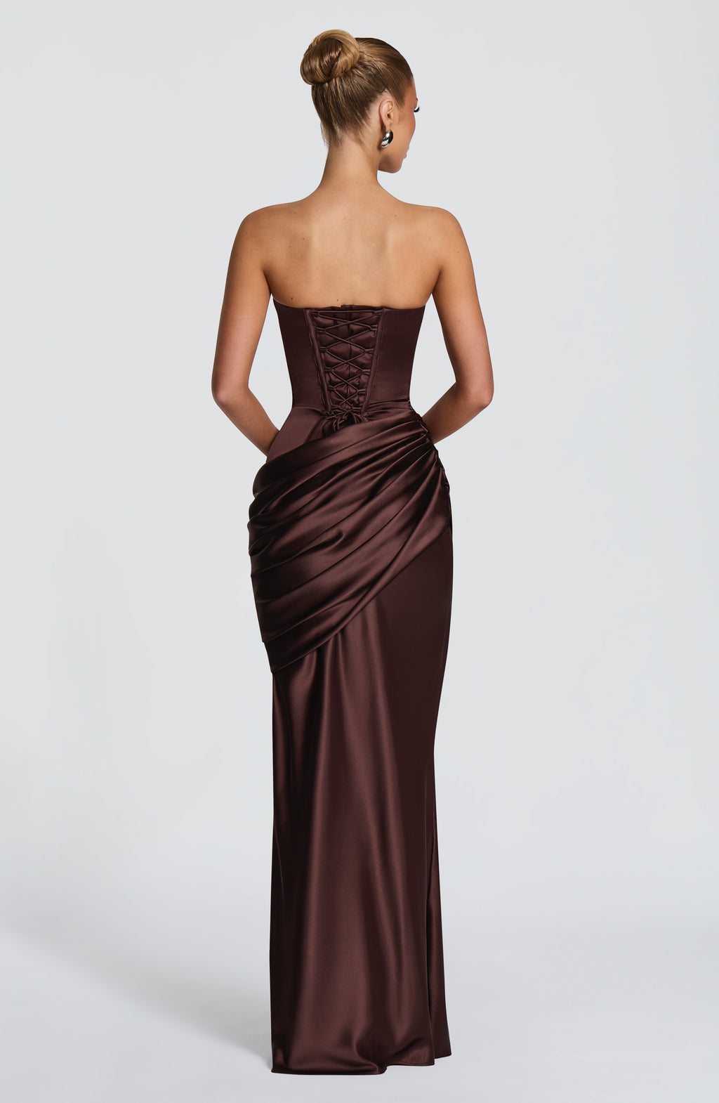 Lara™ - Vestido Largo Marrón Ciruela