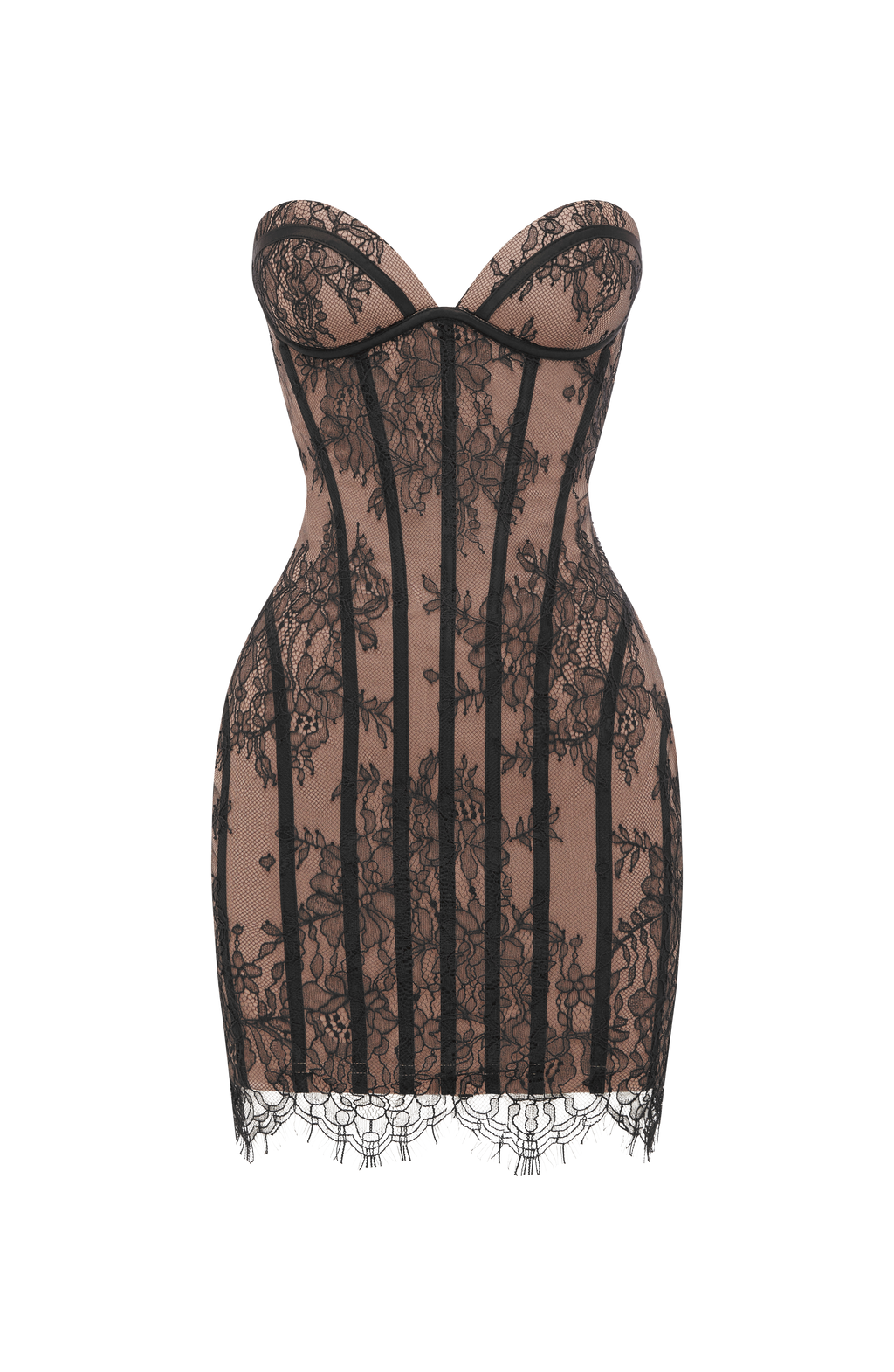 Sian™ - Vestido Mini en Encaje Floral Burgundy