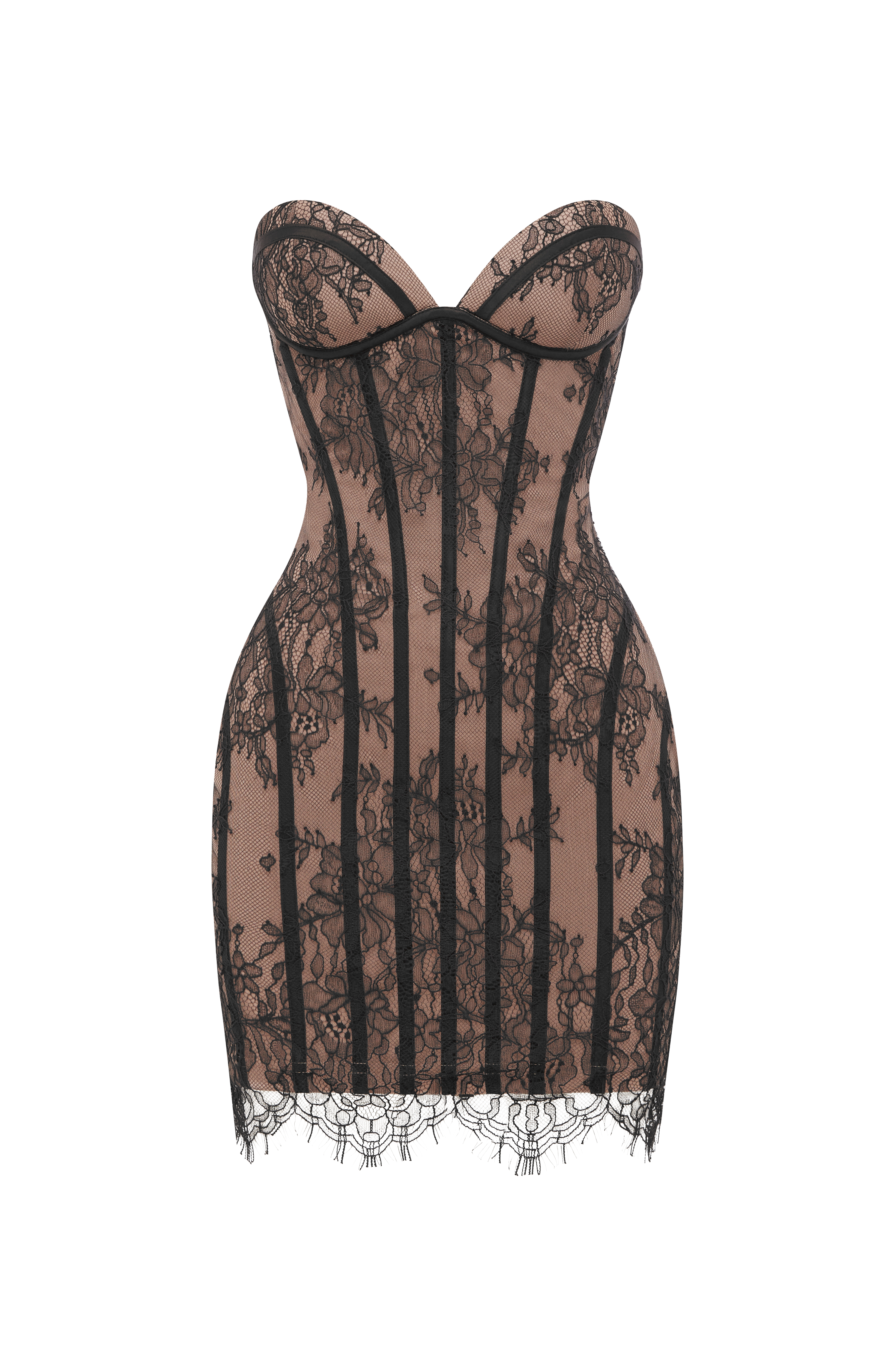 Sian™ - Vestido Mini en Encaje Floral Burgundy