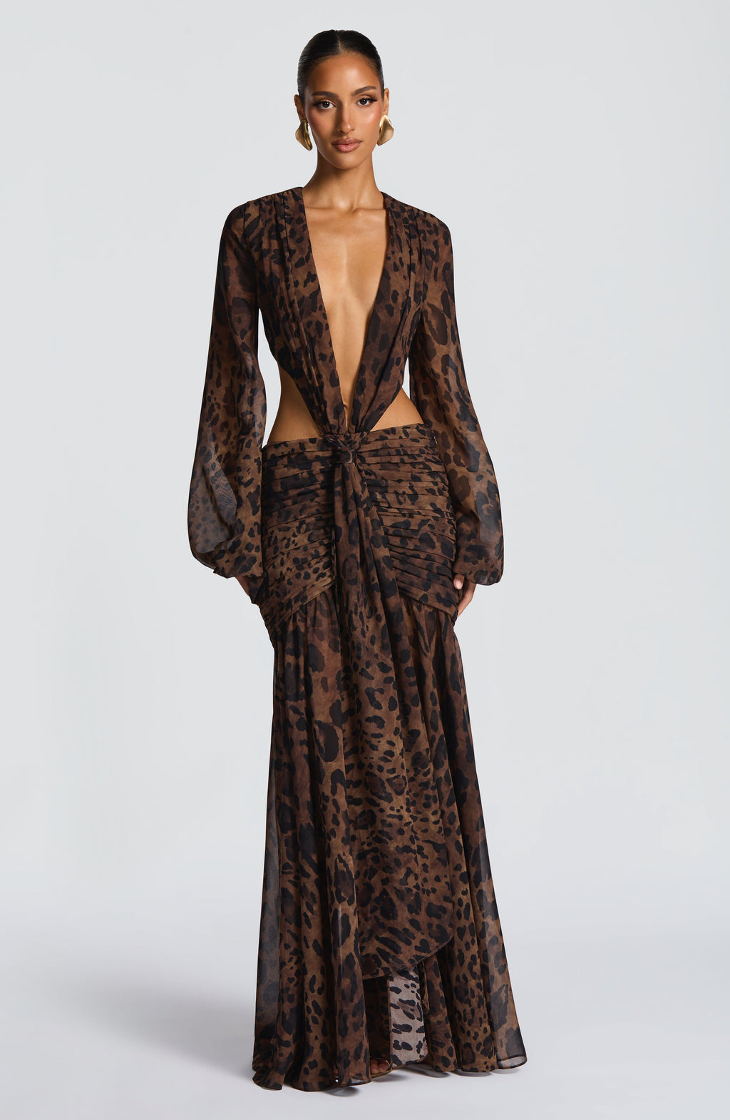 Andrina™ - Vestido Maxi de Gasa con Estampado de Leopardo