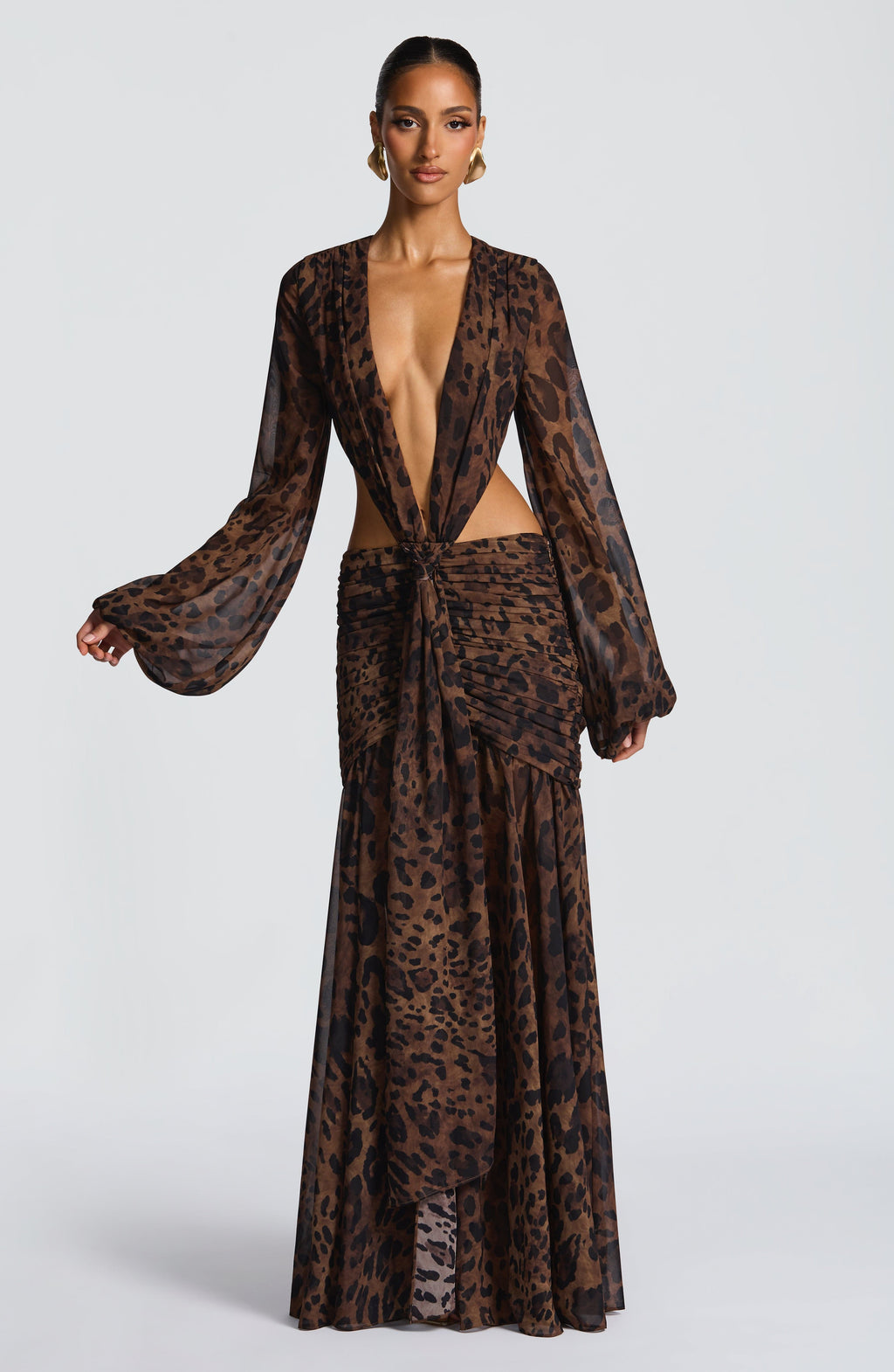 Andrina™ - Vestido Maxi de Gasa con Estampado de Leopardo