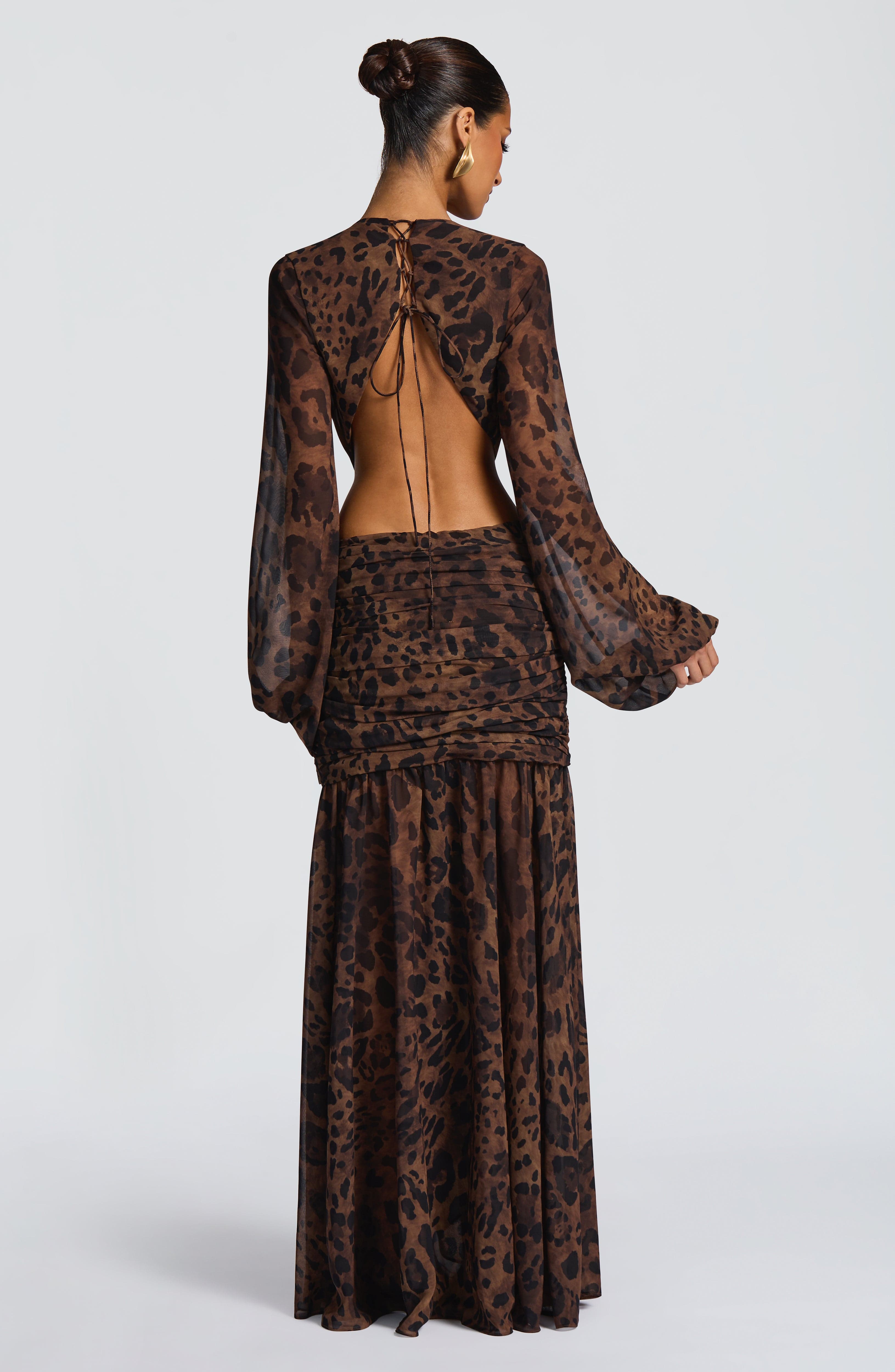 Andrina™ - Vestido Maxi de Gasa con Estampado de Leopardo