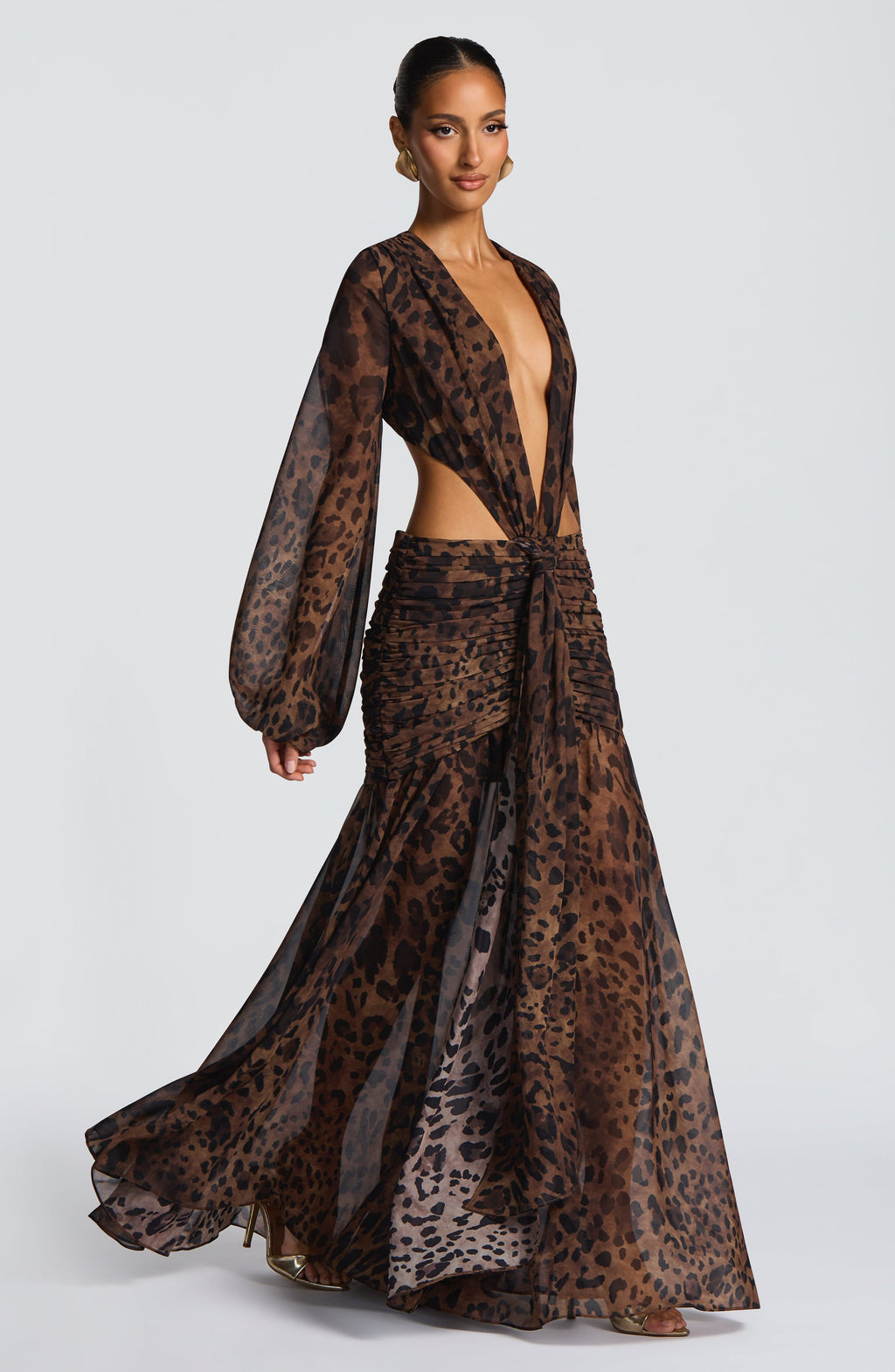Andrina™ - Vestido Maxi de Gasa con Estampado de Leopardo
