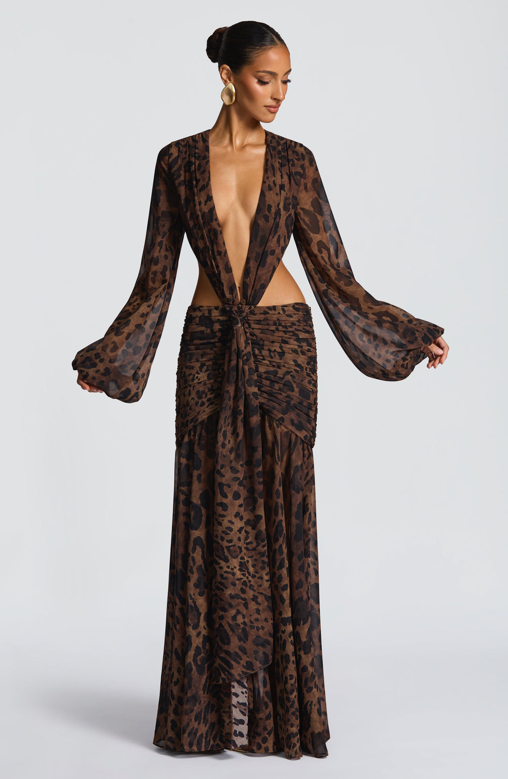 Andrina™ - Vestido Maxi de Gasa con Estampado de Leopardo