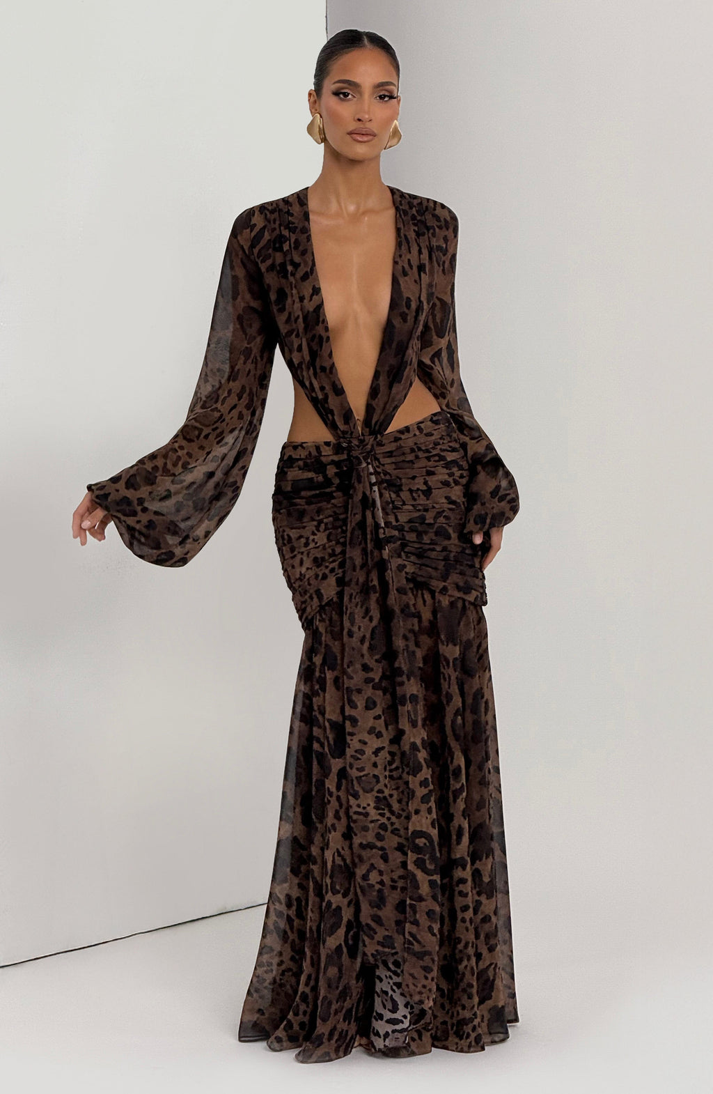Andrina™ - Vestido Maxi de Gasa con Estampado de Leopardo