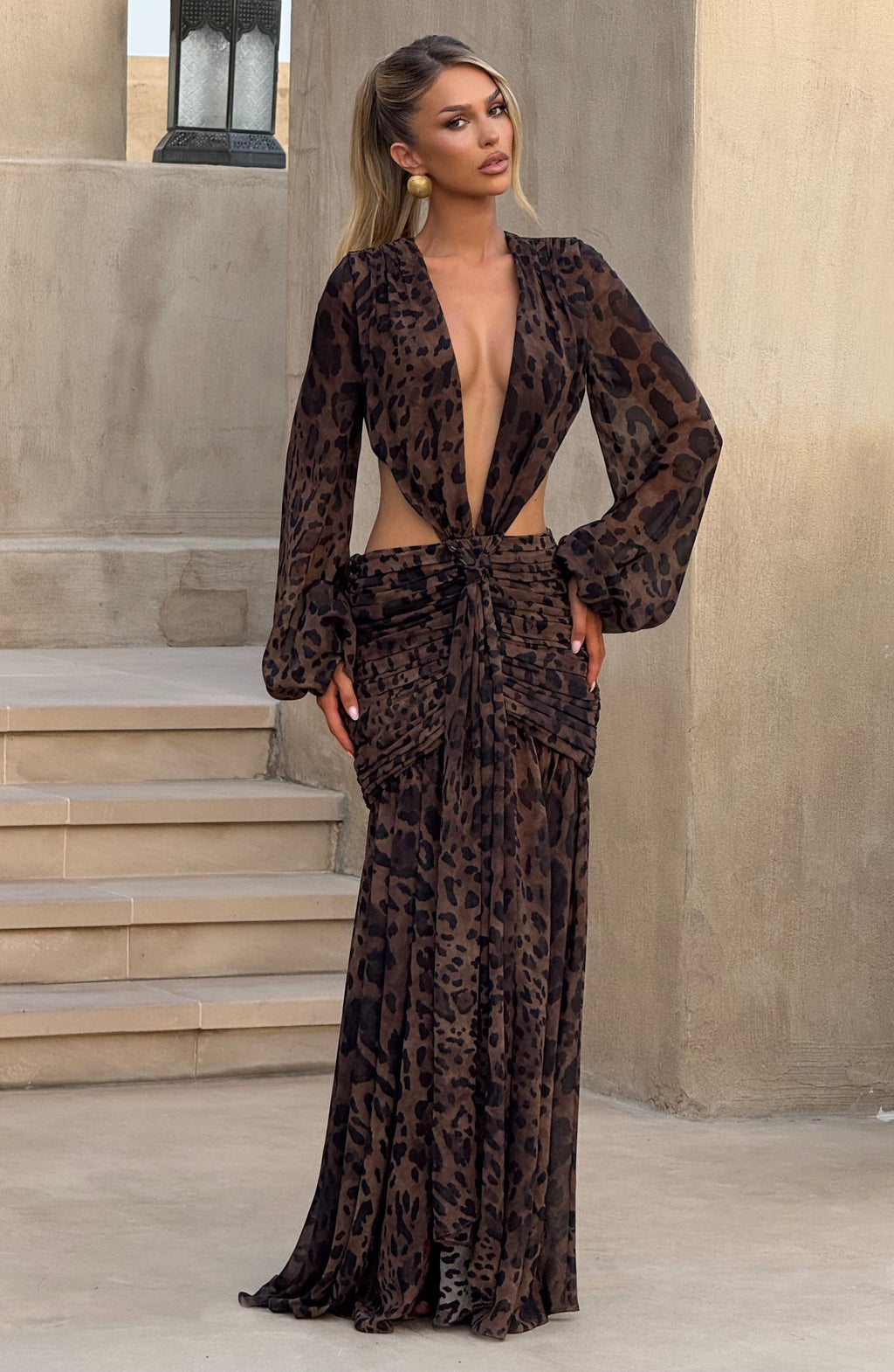Andrina™ - Vestido Maxi de Gasa con Estampado de Leopardo