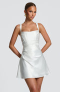 Calanthe™ - Vestido Mini en Satén Blanco