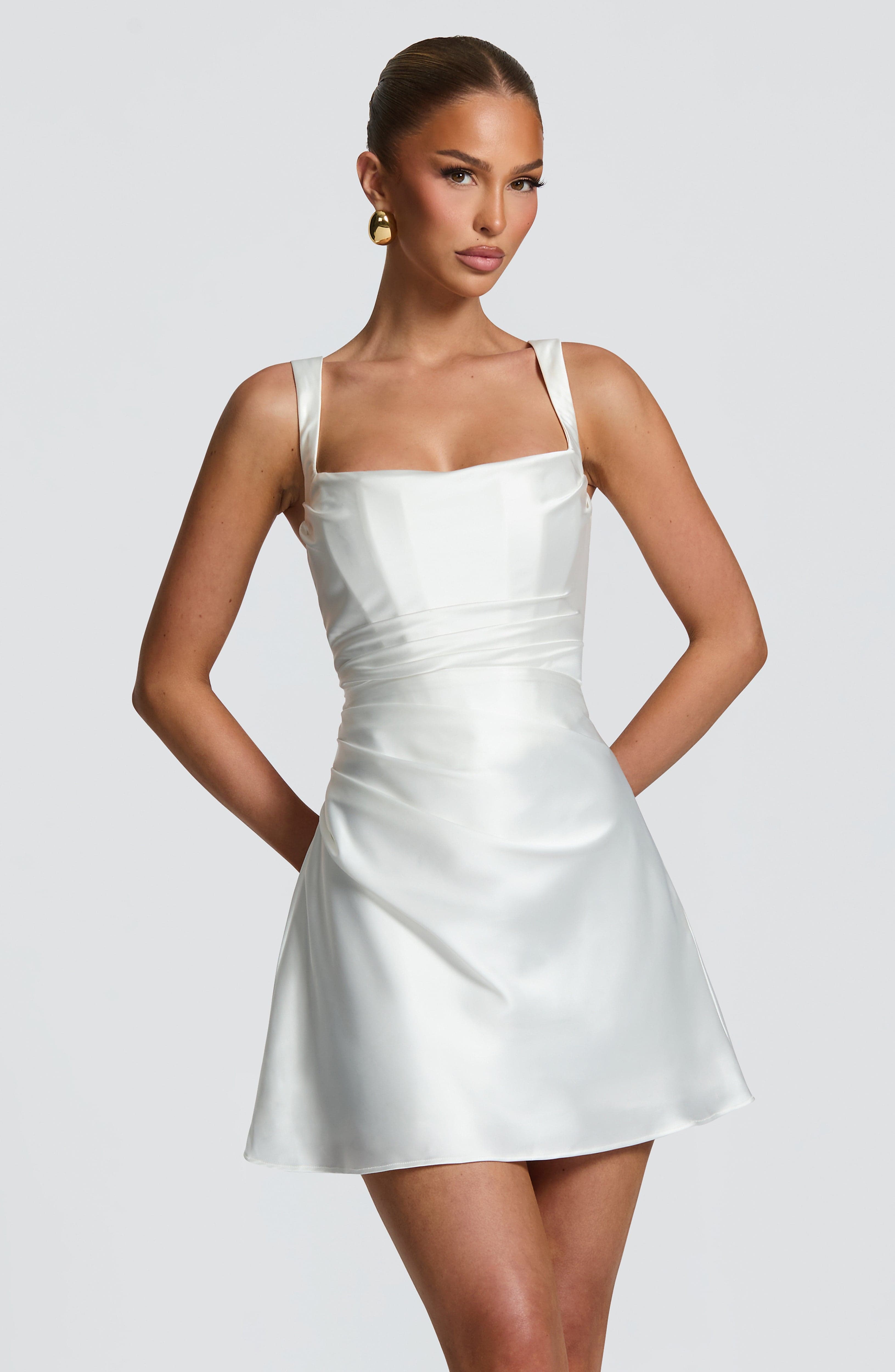 Calanthe™ - Vestido Mini en Satén Blanco