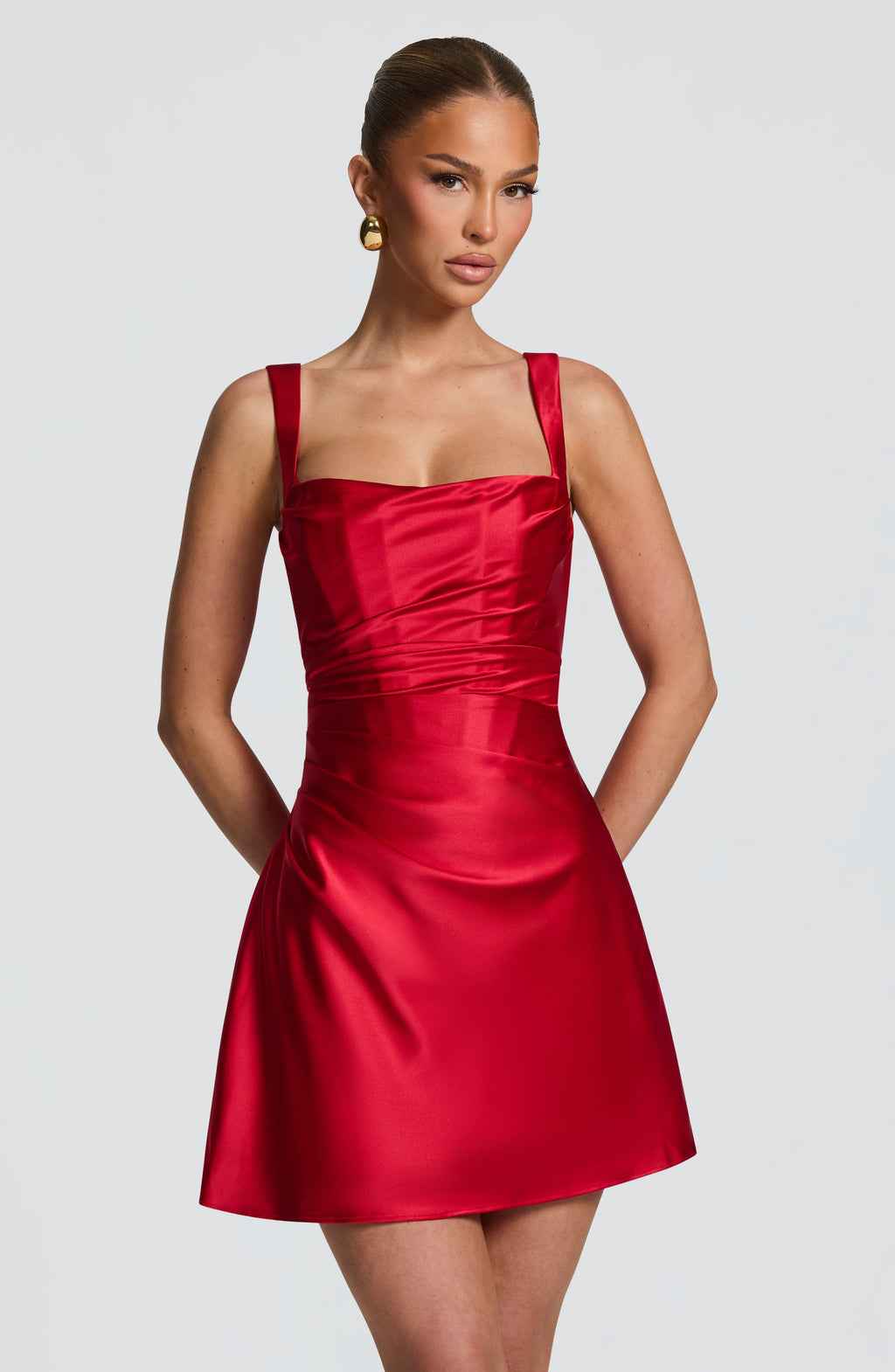 Calanthe™ - Vestido Mini en Satén Rojo