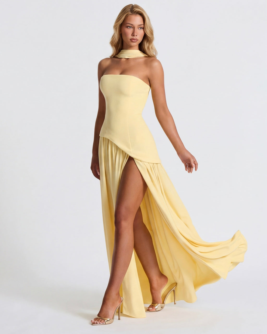 Aurelia™ - Vestido Largo Strapless con Drapeado
