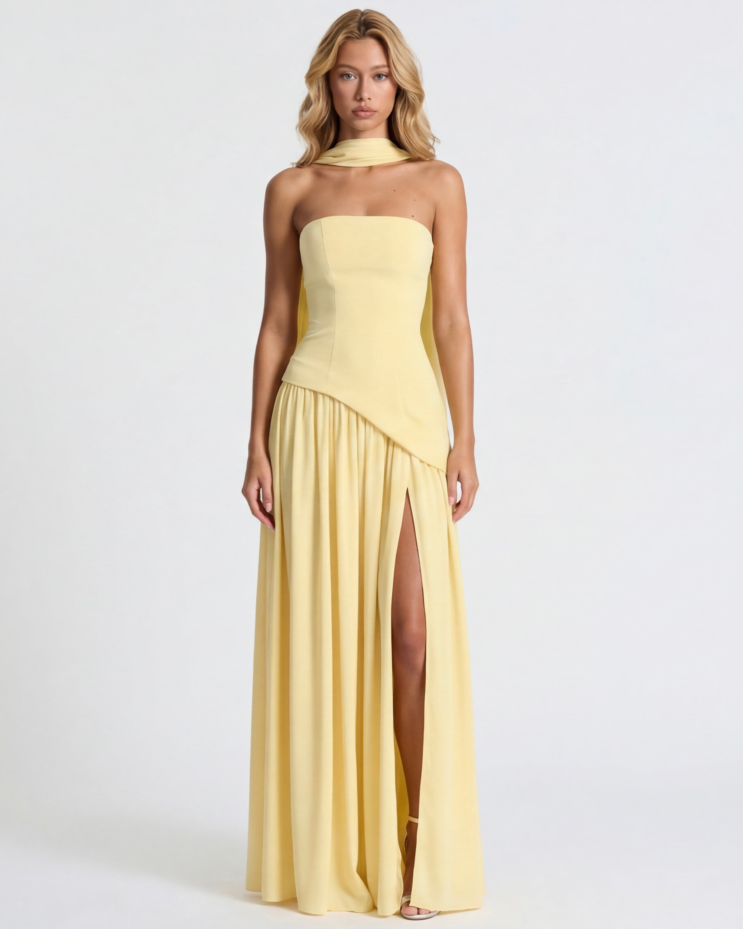 Aurelia™ - Vestido Largo Strapless con Drapeado