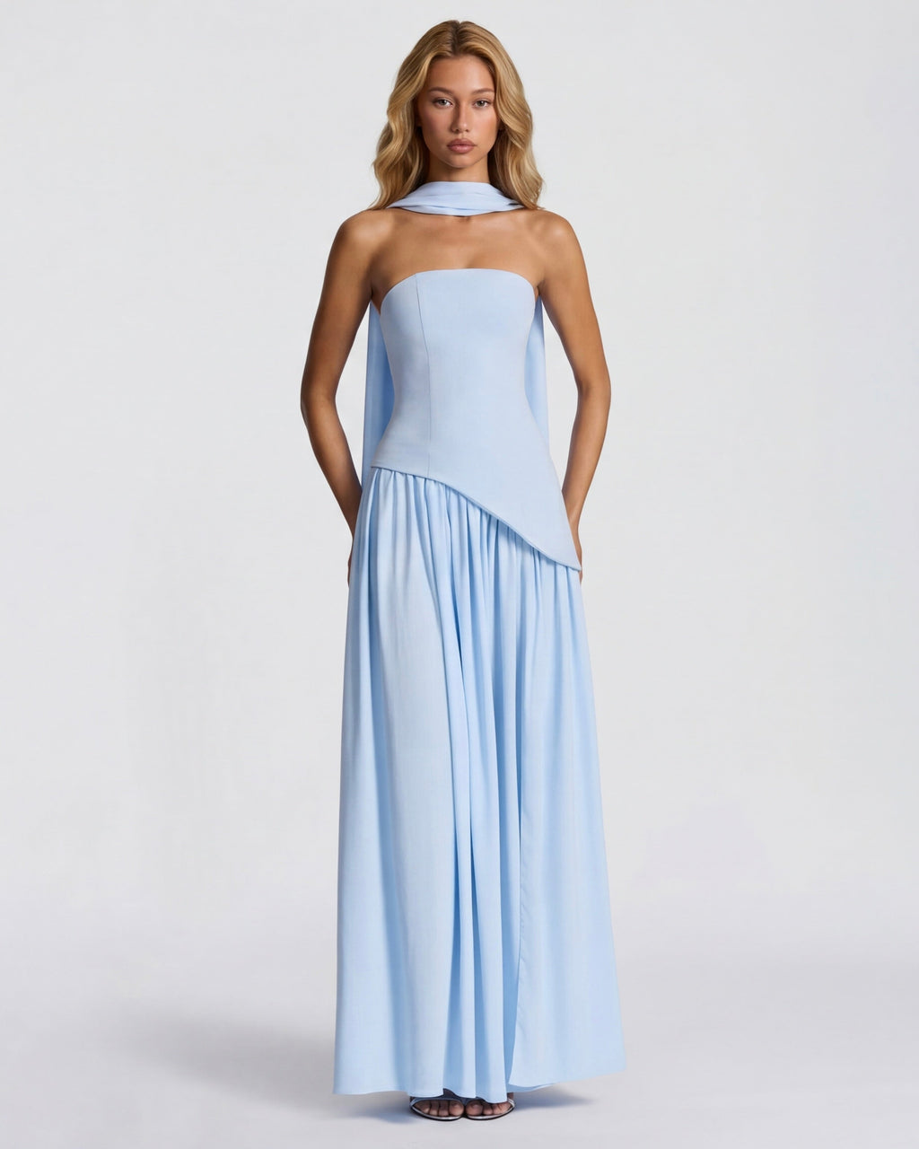 Aurelia™ - Vestido Largo Strapless con Drapeado
