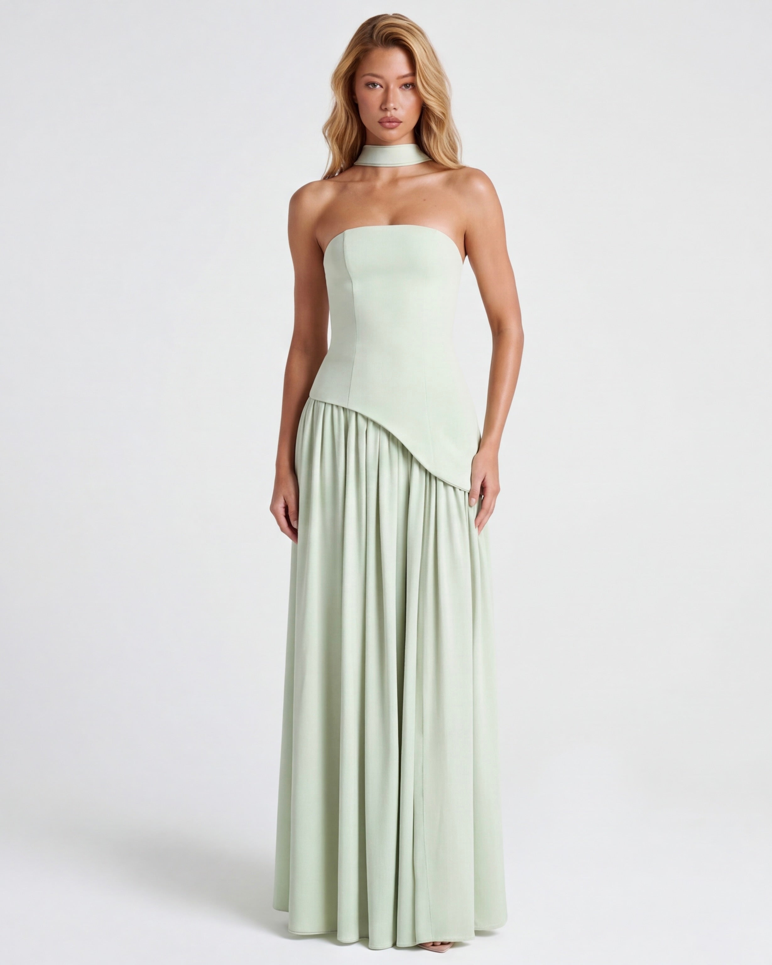 Aurelia™ - Vestido Largo Strapless con Drapeado