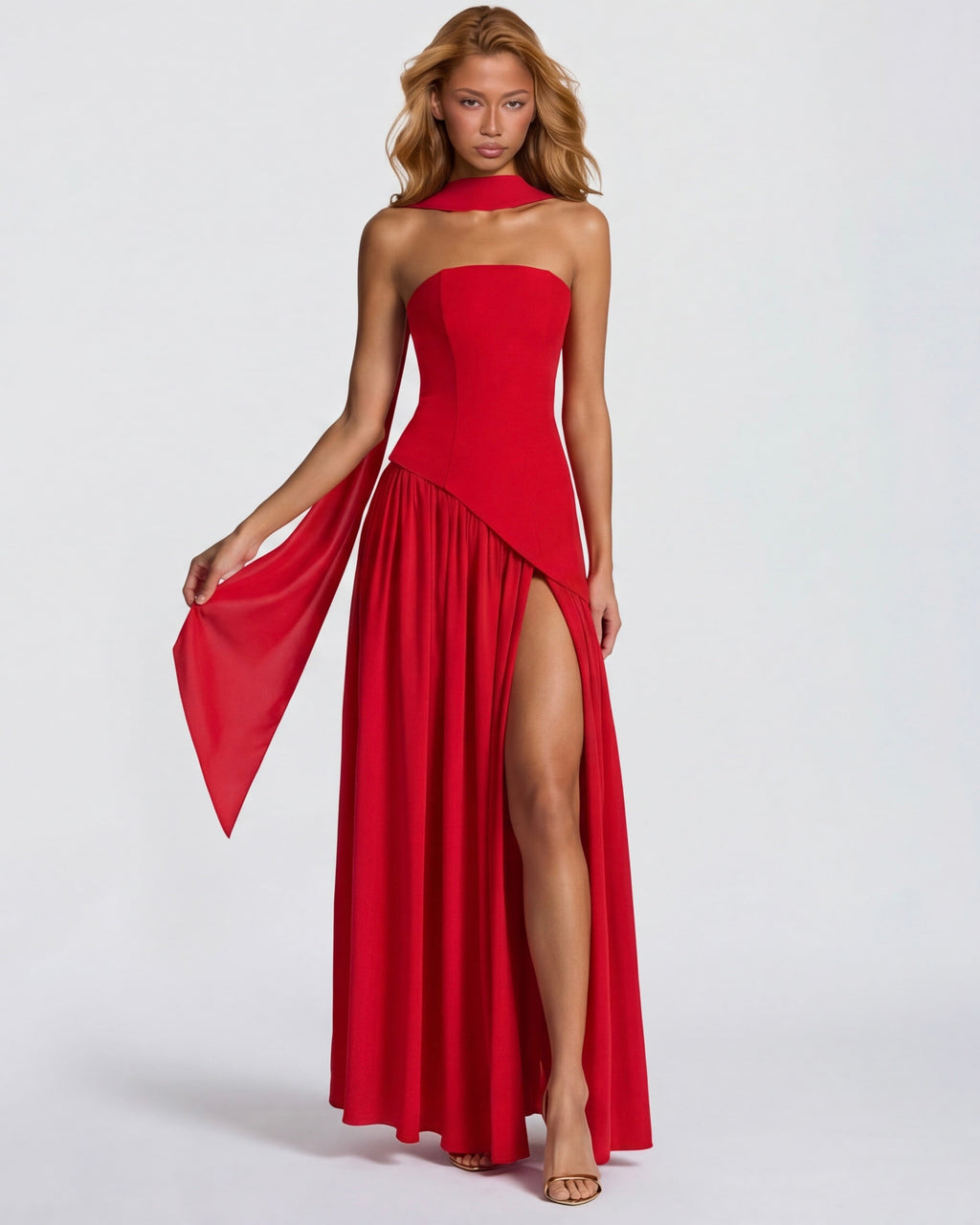Aurelia™ - Vestido Largo Strapless con Drapeado