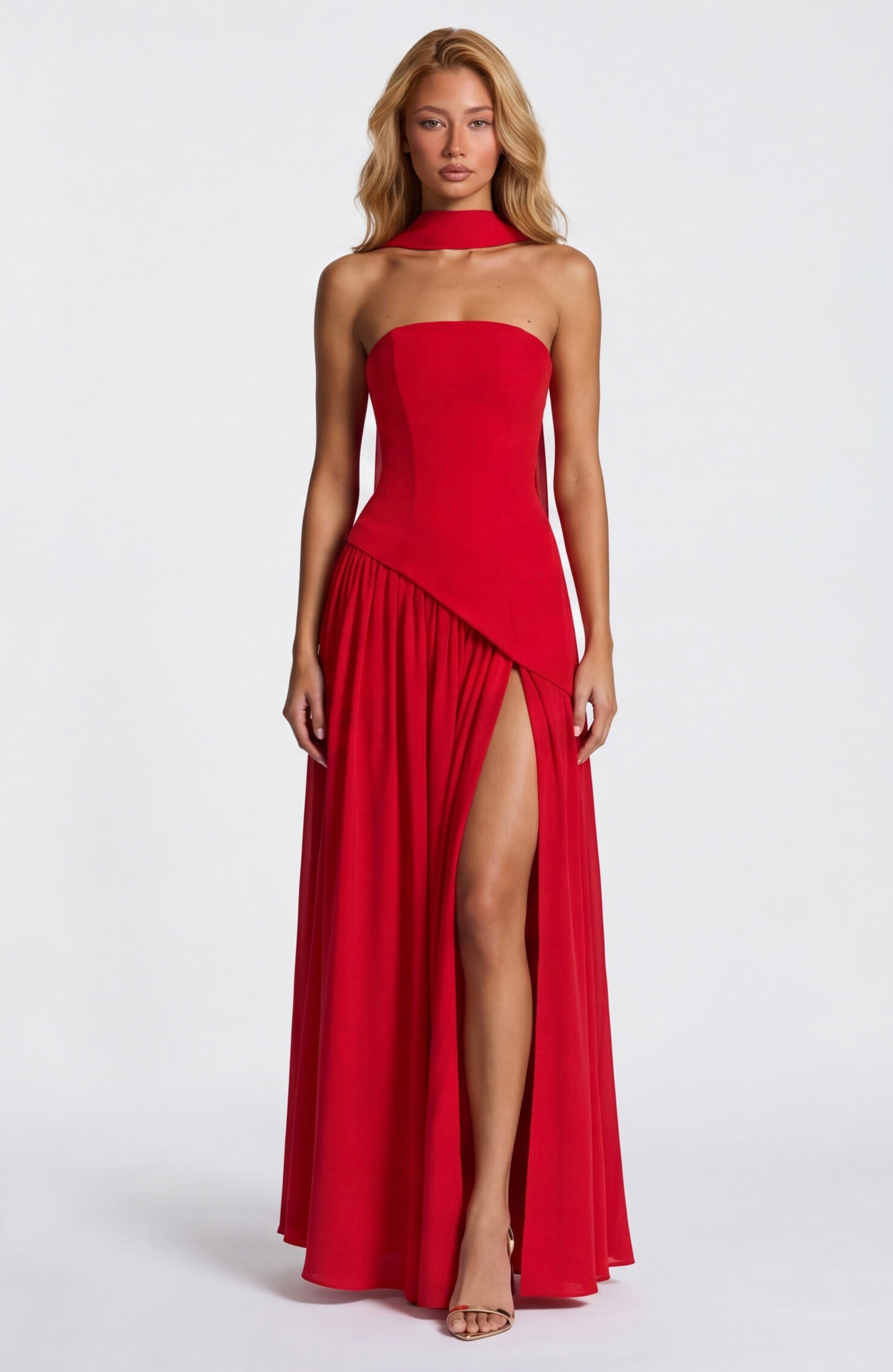 Aurelia™ - Vestido Largo Strapless con Drapeado