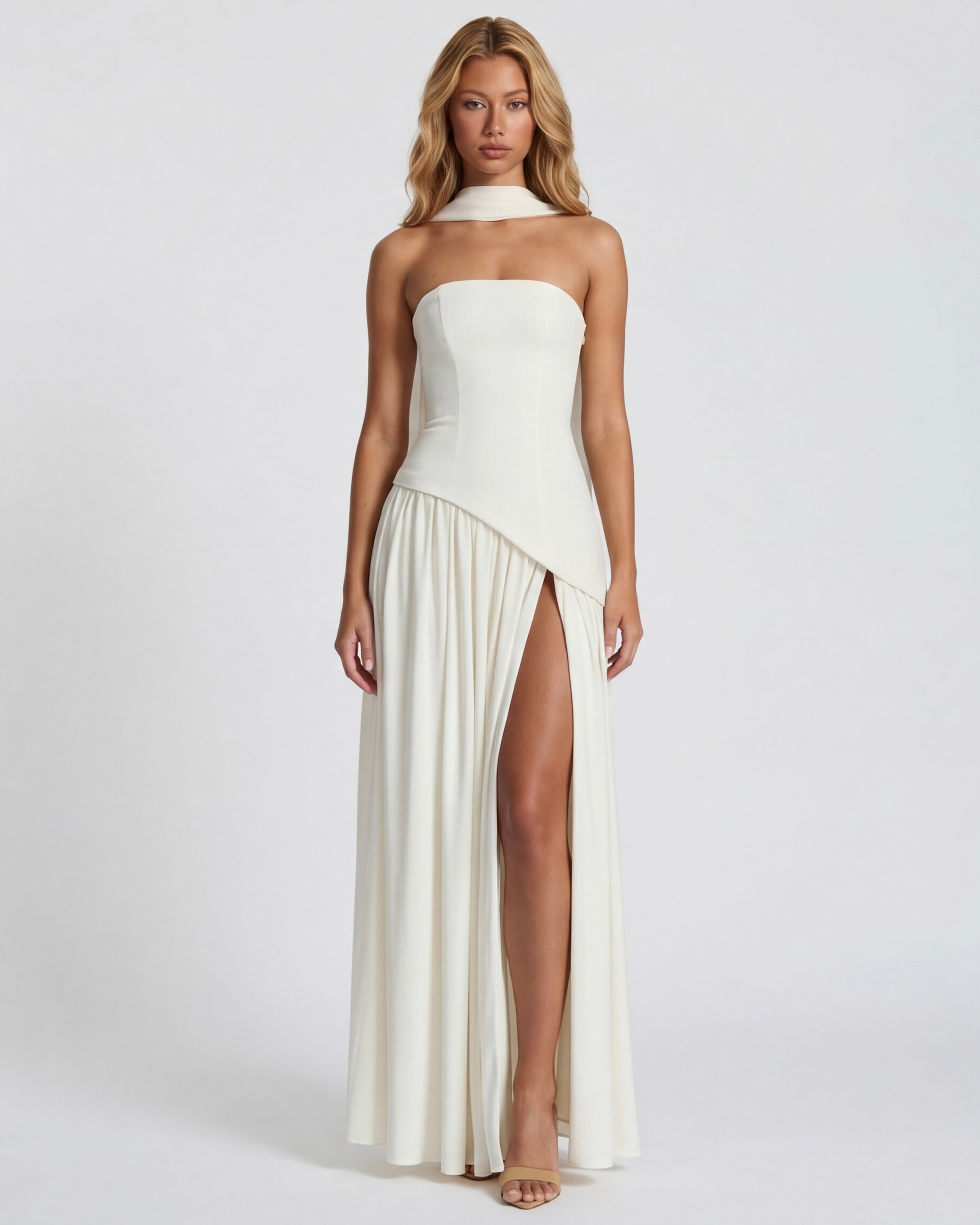 Aurelia™ - Vestido Largo Strapless con Drapeado