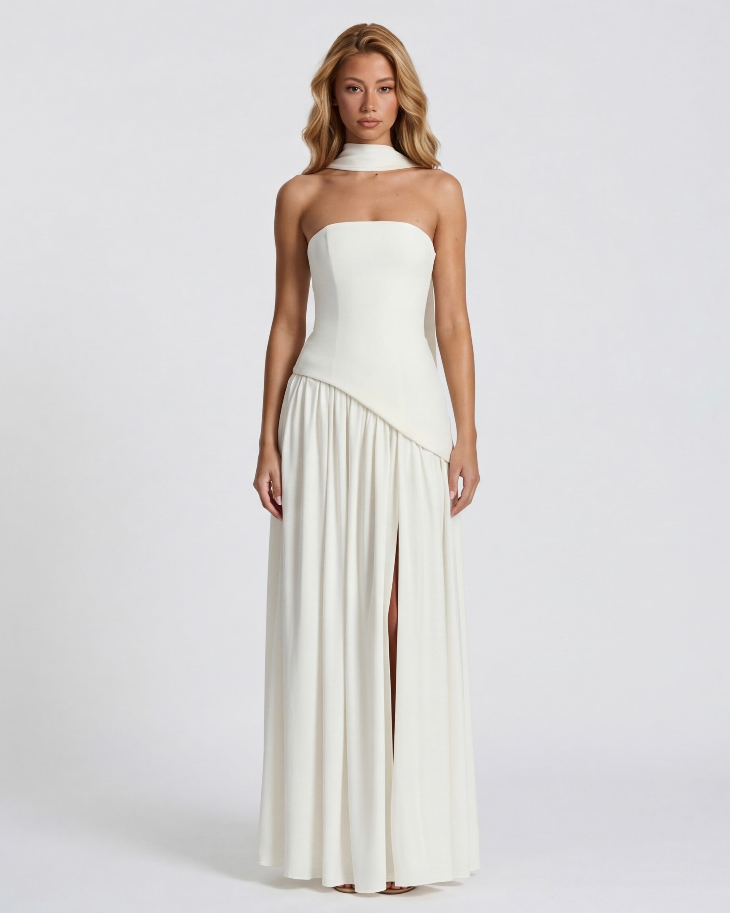 Aurelia™ - Vestido Largo Strapless con Drapeado