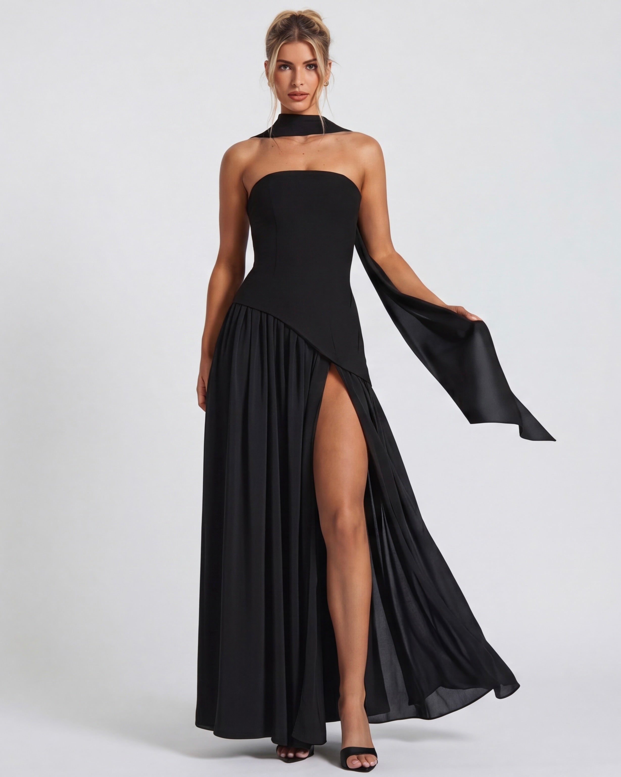 Aurelia™ - Vestido Largo Strapless con Drapeado