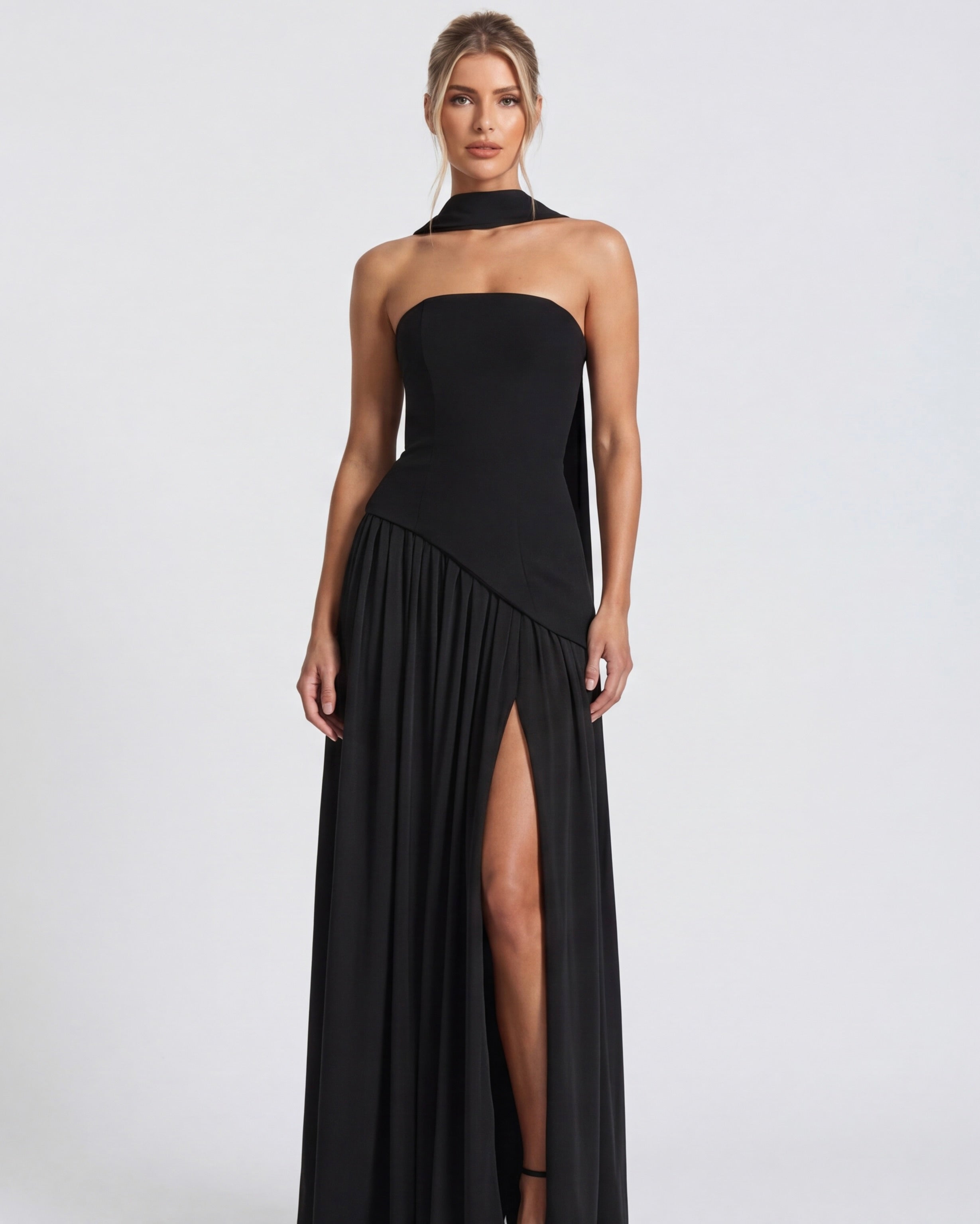 Aurelia™ - Vestido Largo Strapless con Drapeado