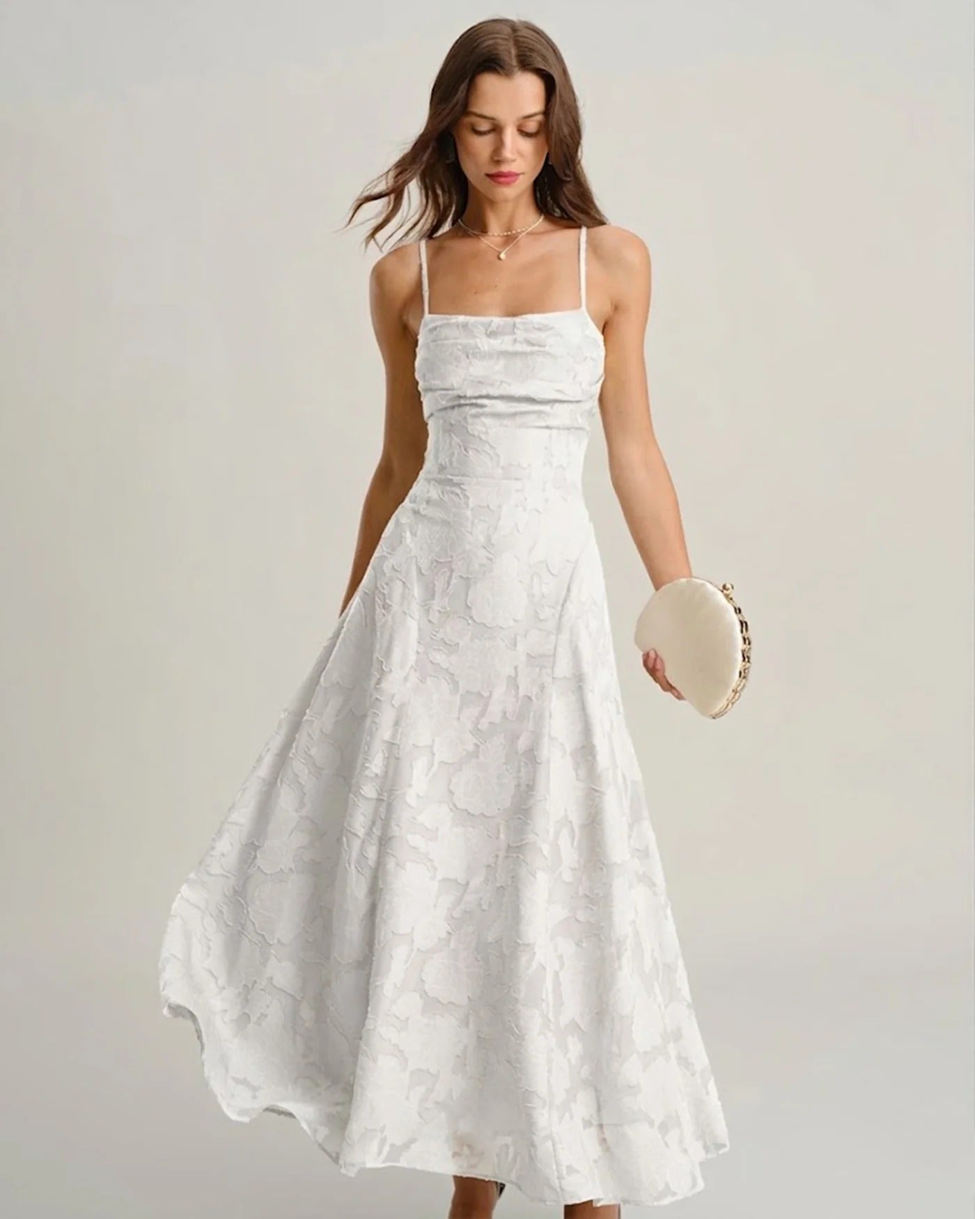 Leonor™ - Vestido Lencero Largo en Jacquard
