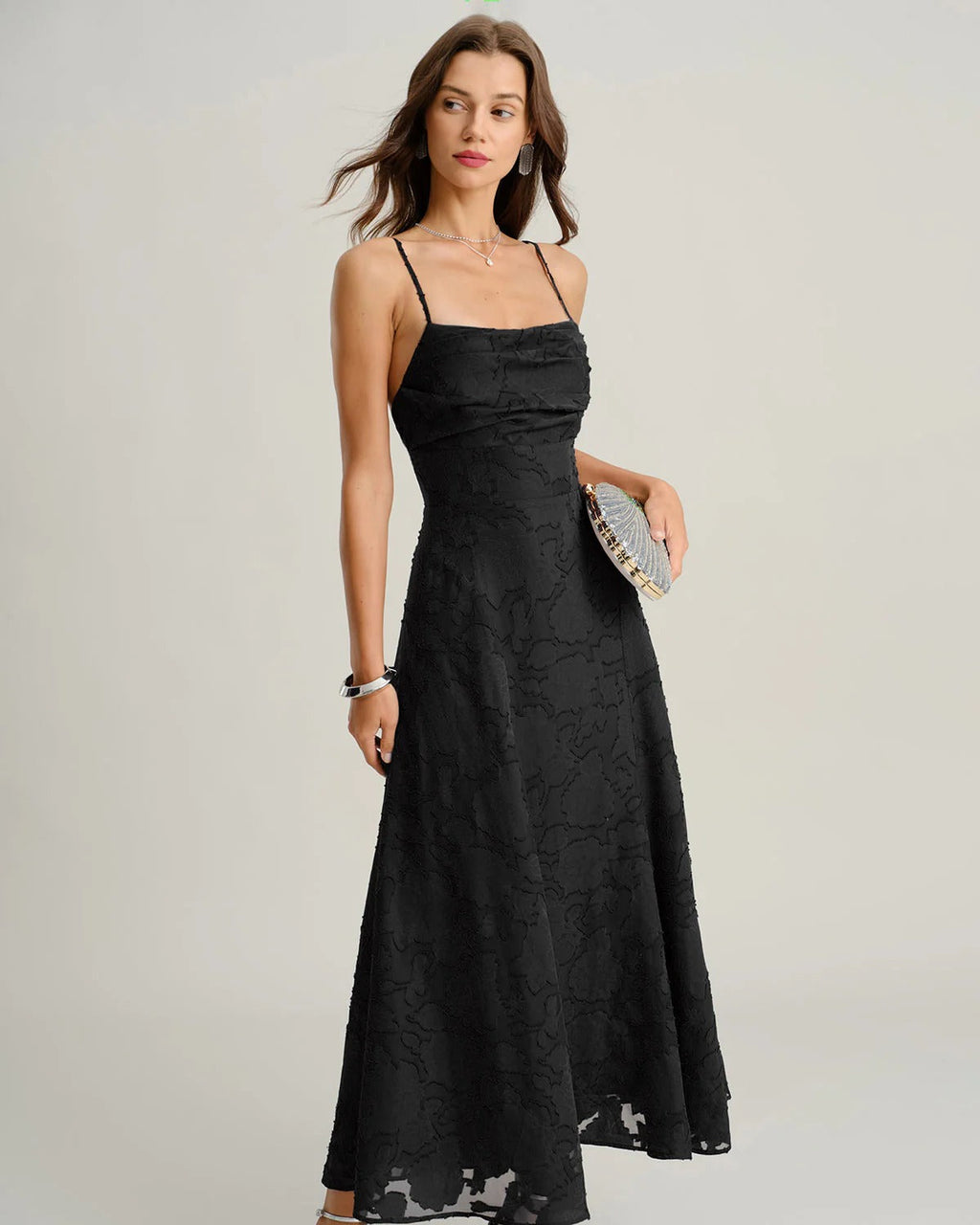Leonor™ - Vestido Lencero Largo en Jacquard