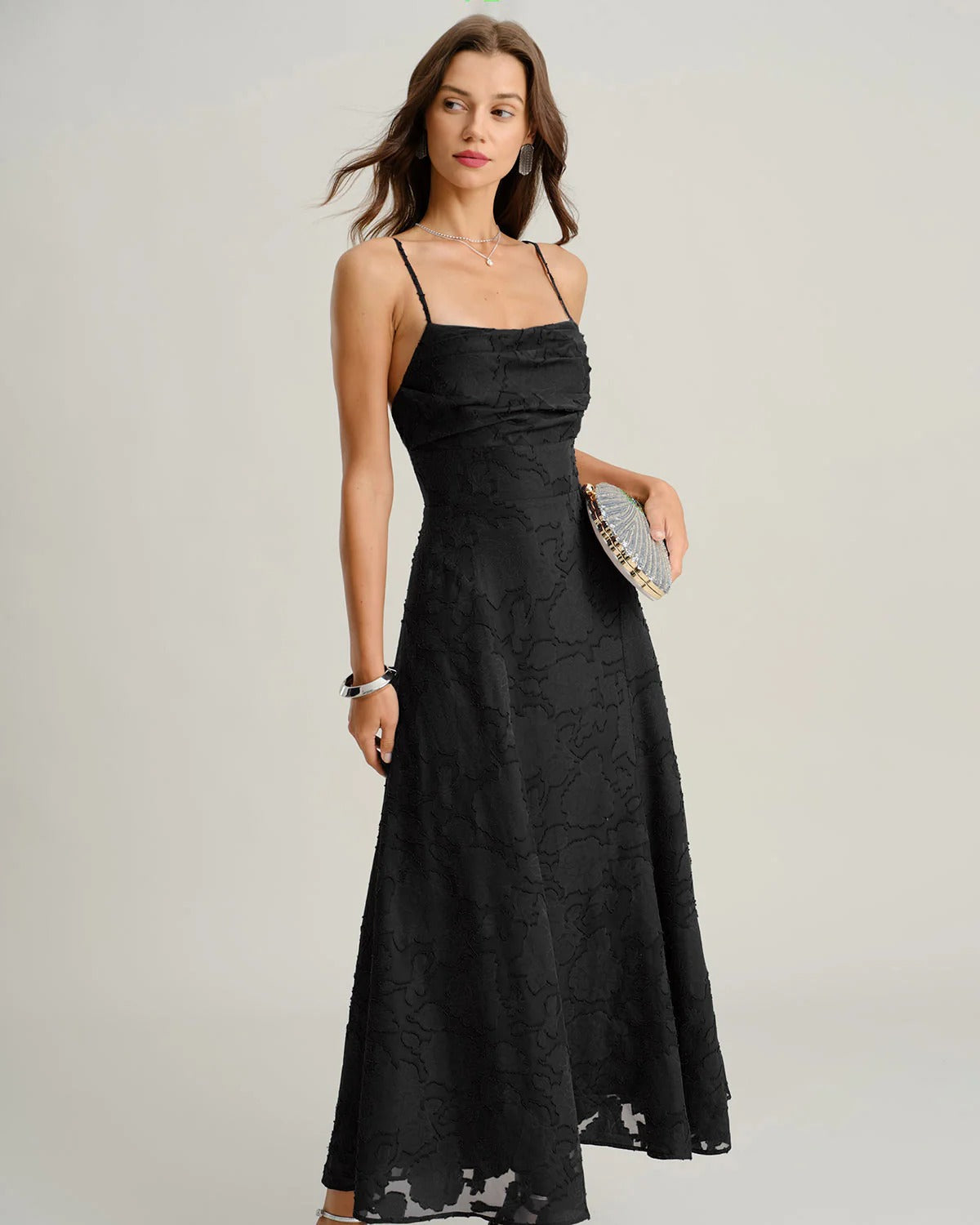 Leonor™ - Vestido Lencero Largo en Jacquard