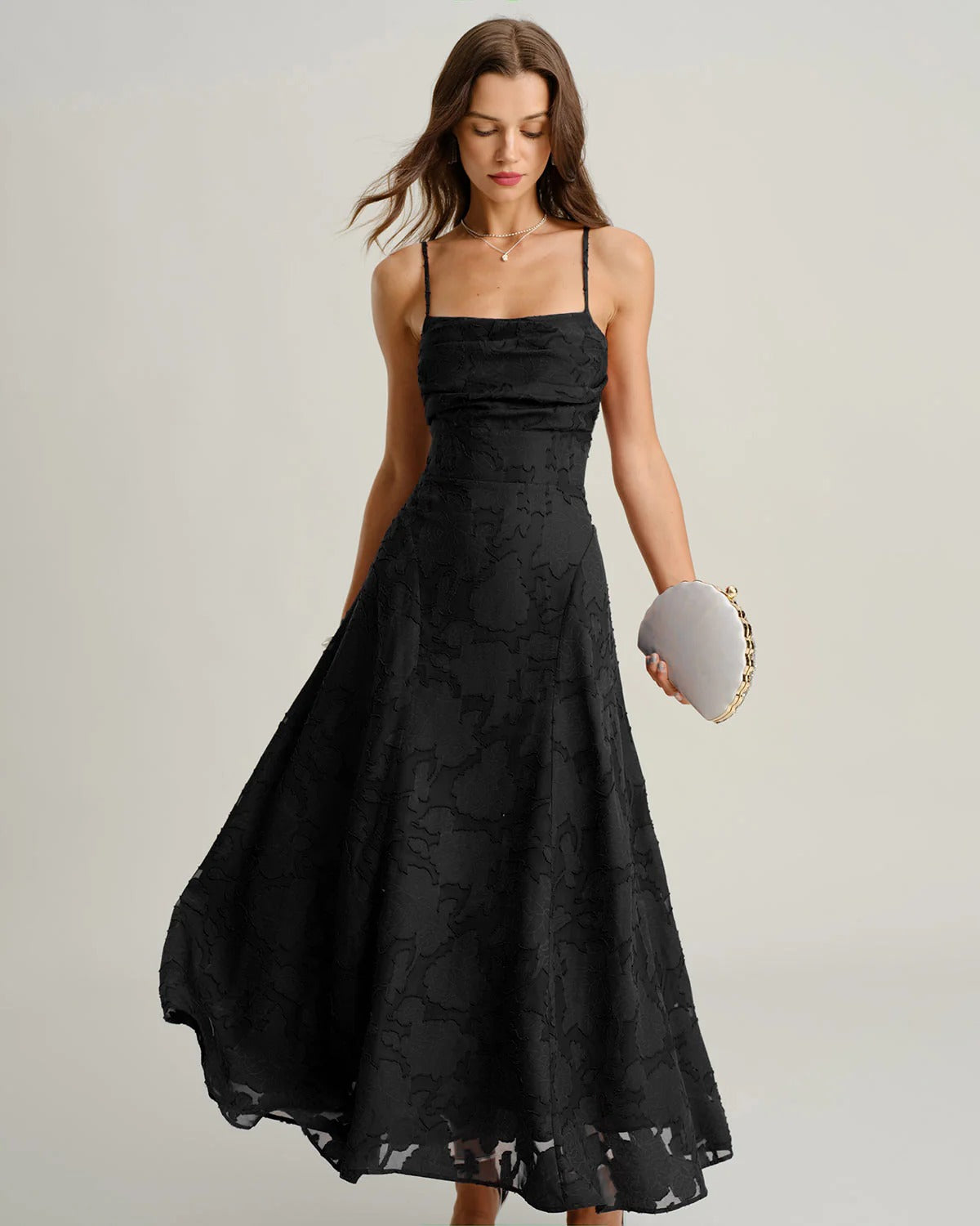 Leonor™ - Vestido Lencero Largo en Jacquard