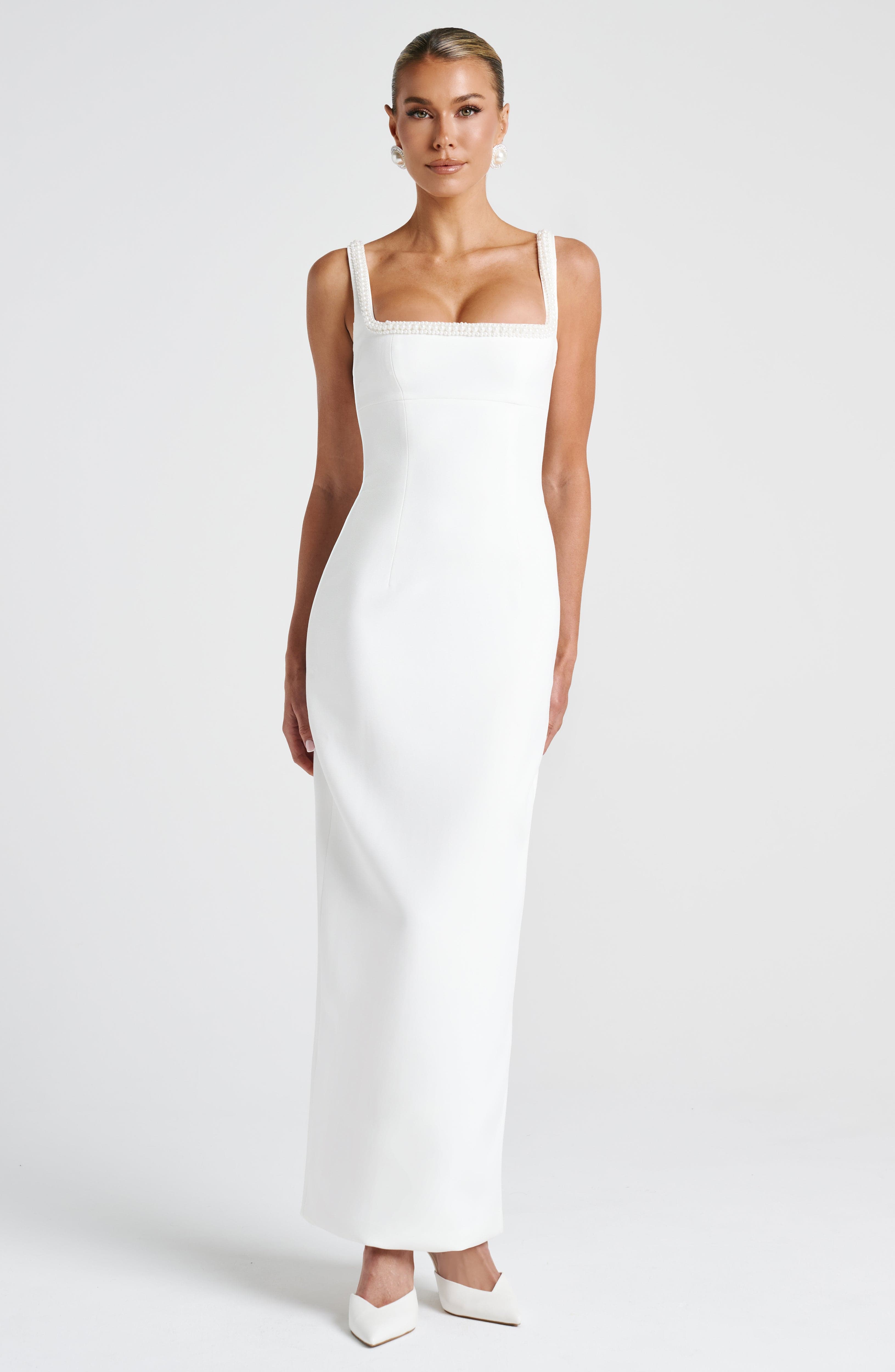 Inés™ - Vestido Midi con Perlas