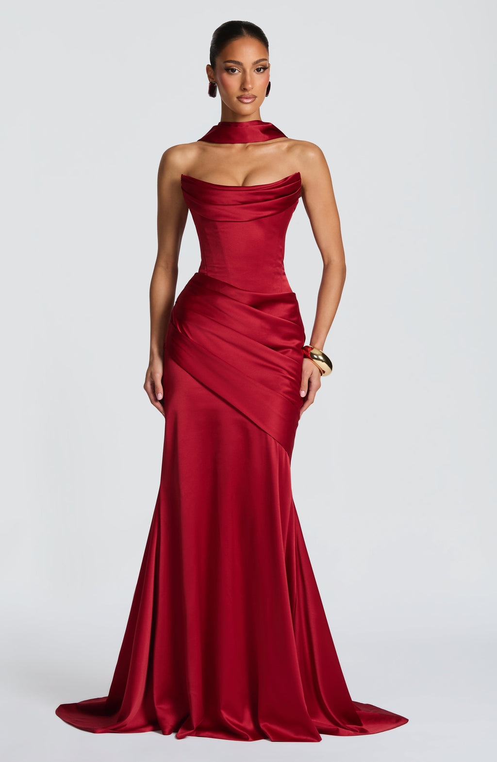 Aria™ - Vestido Largo Rojo Oscuro